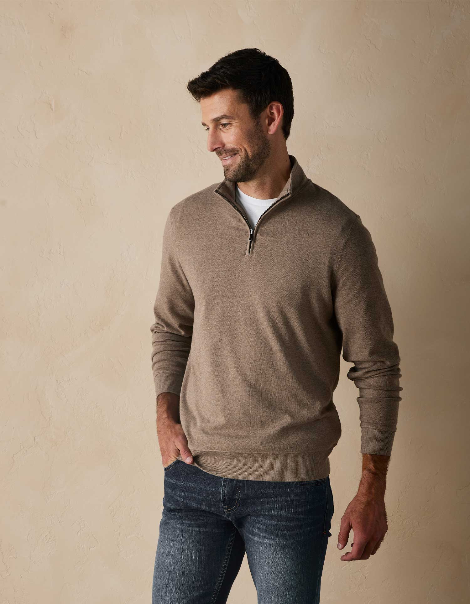 Puremeso Weekend Quarter Zip Taupe