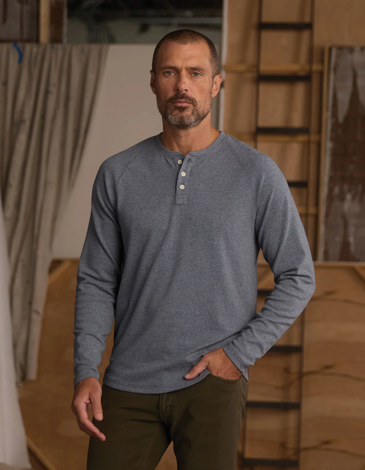 Puremeso Everyday Henley Bluestone