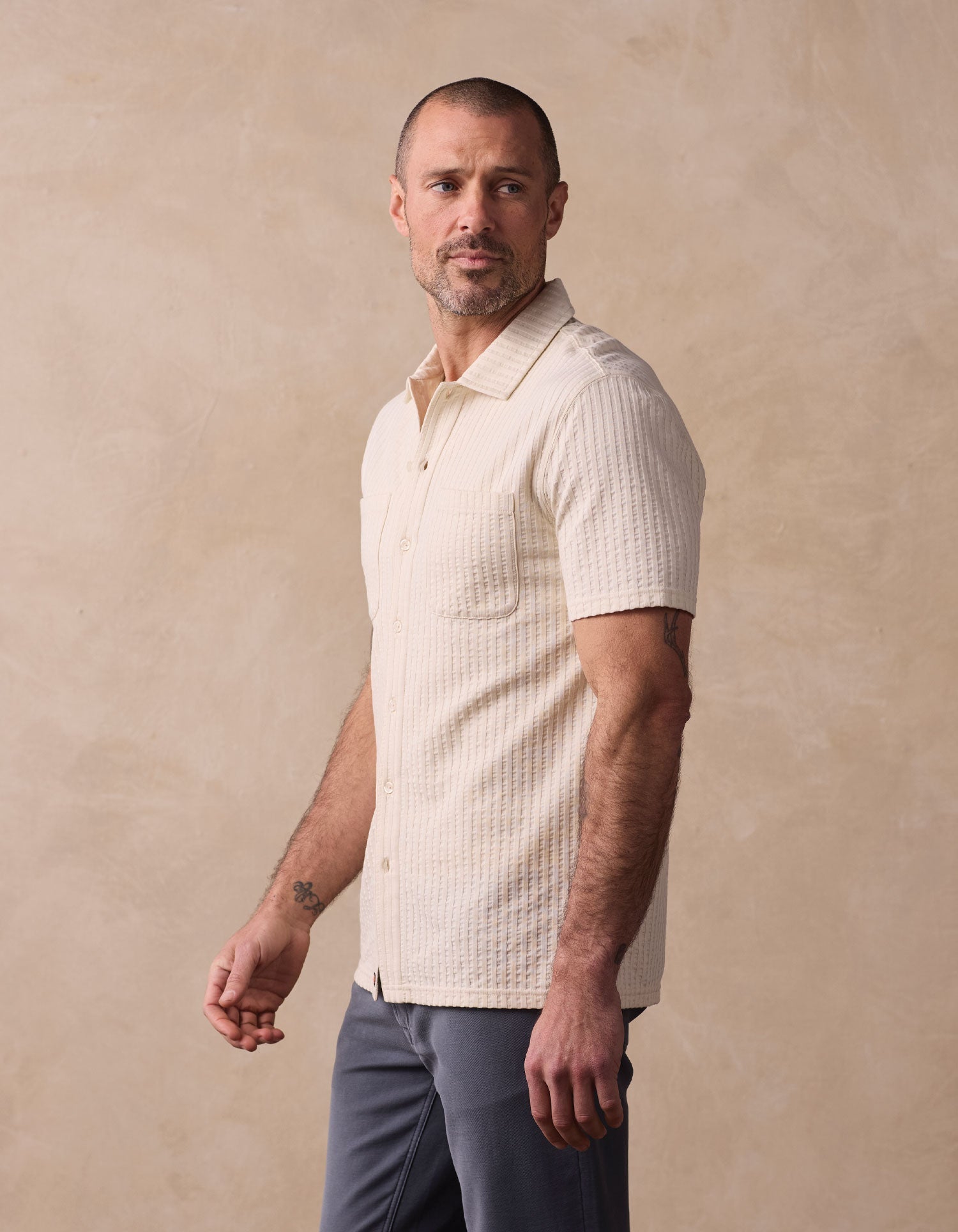 Knit Getaway Button Up Stone