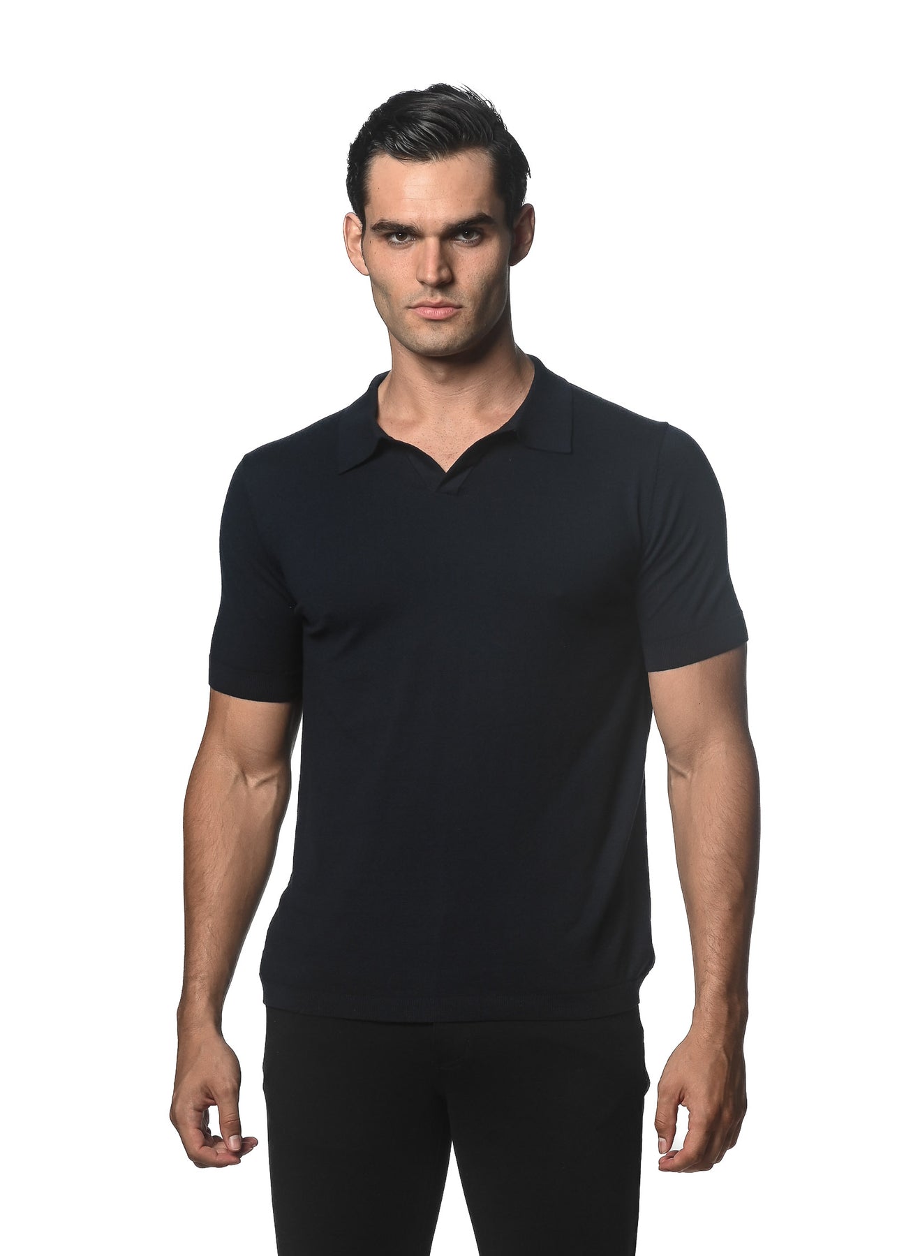 Johnny Collar Cotton Knit Polo Navy