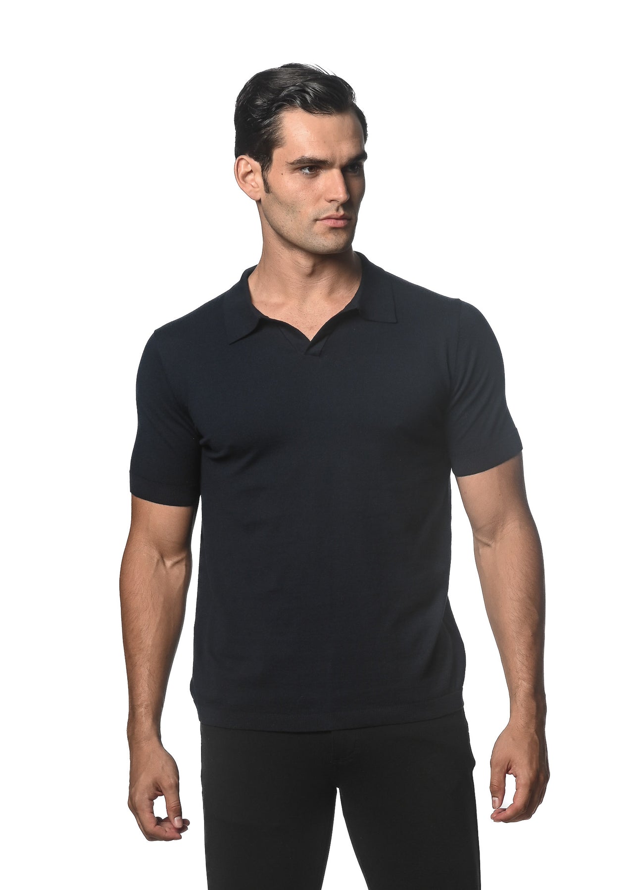 Johnny Collar Cotton Knit Polo Navy