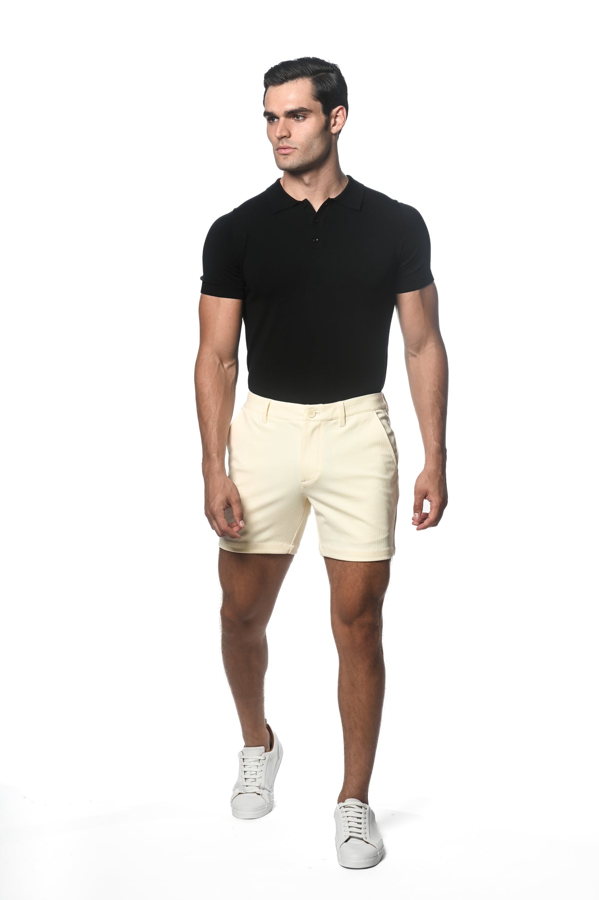 Textured Stretch Knit Chino Short 6" Ivory