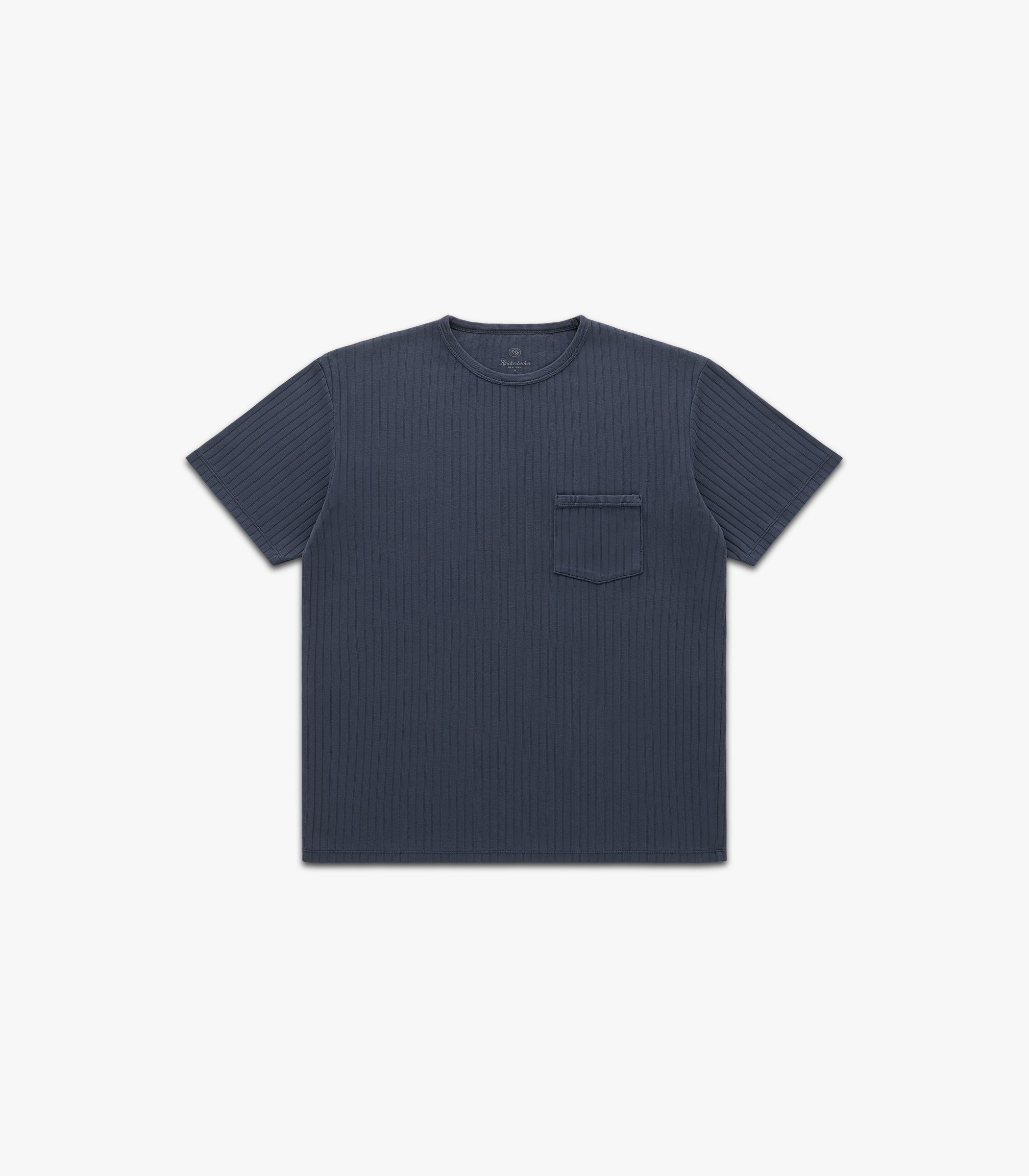 Rib Knit Pocket T-Shirt Navy