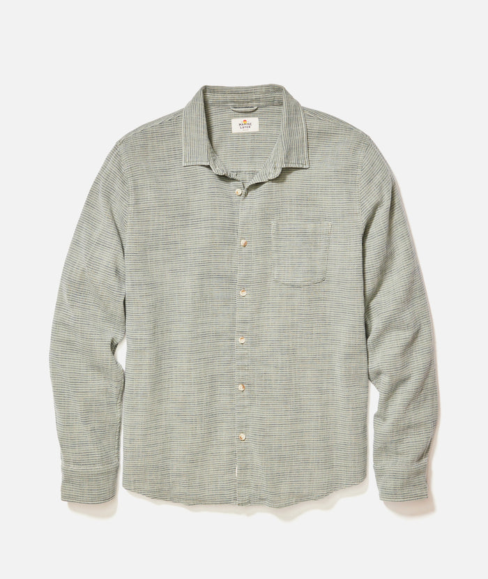 Classic Stretch Selvage Shirt Agave/Navy Stripe