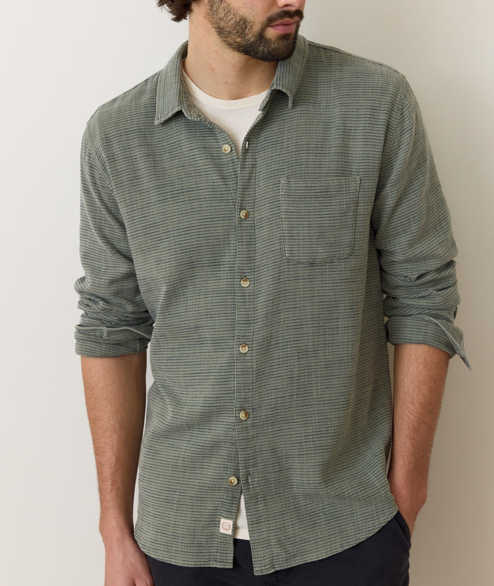 Classic Stretch Selvage Shirt Agave/Navy Stripe