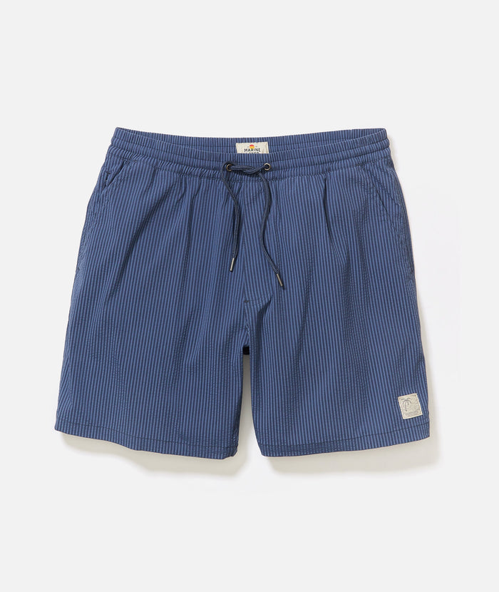 Lined Sport & Swim Short - 6" Navy/Blue Stripe