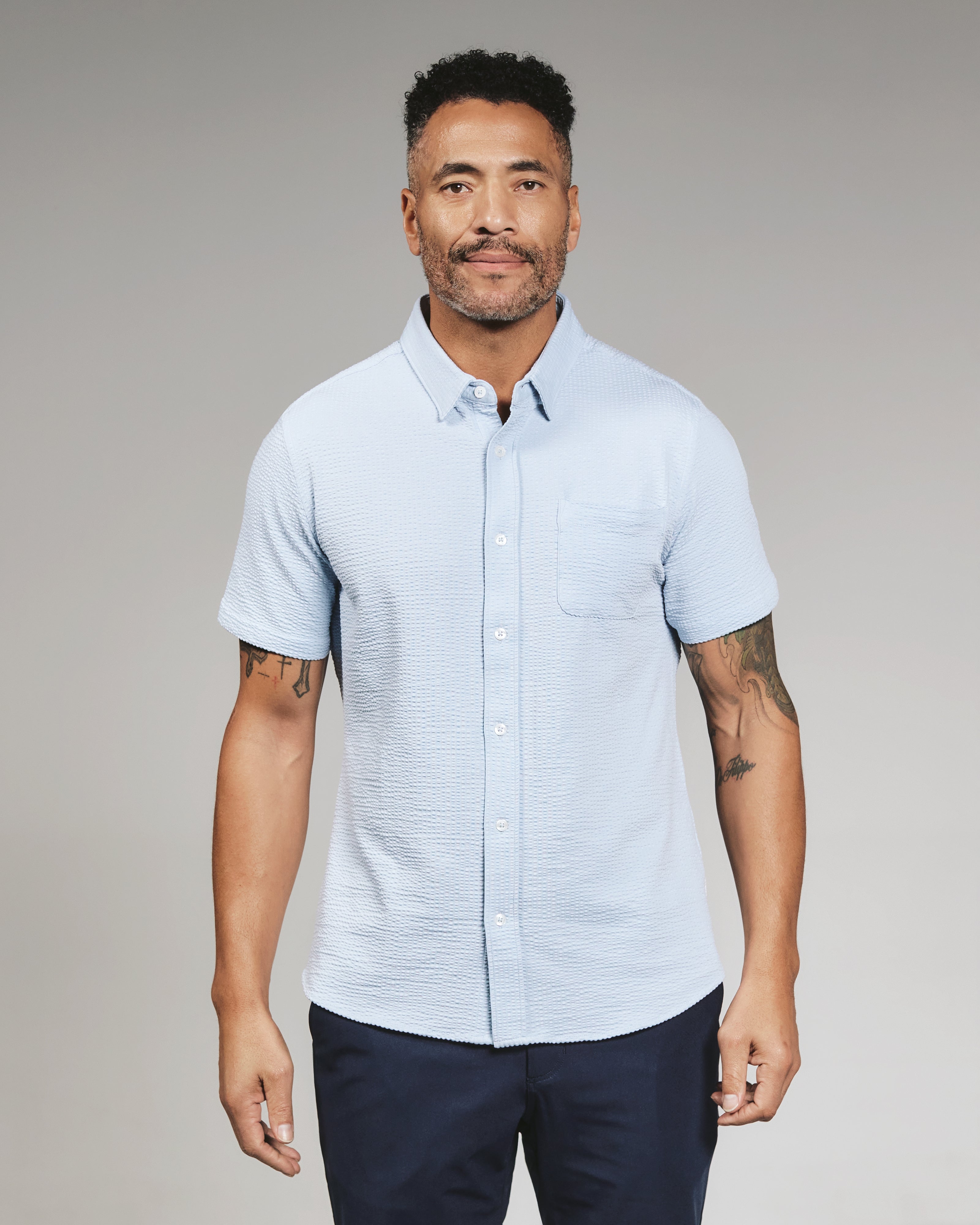 Bennet Seersucker Shirt Ice Blue