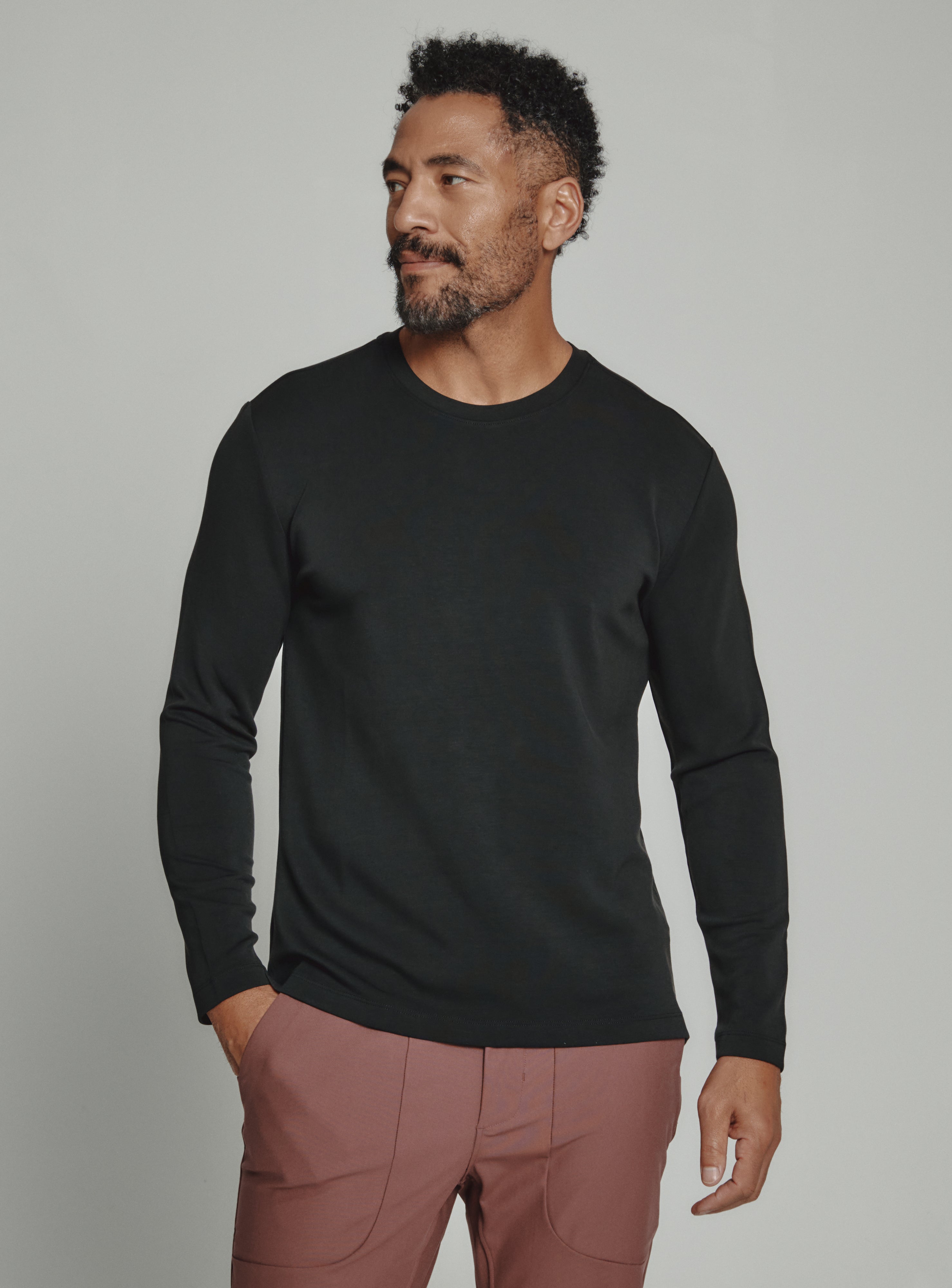 Rev Long Sleeve Modal Tee Black