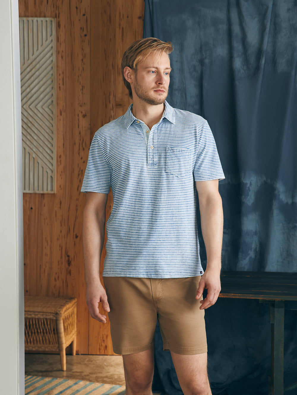 Sunwashed Indigo Polo