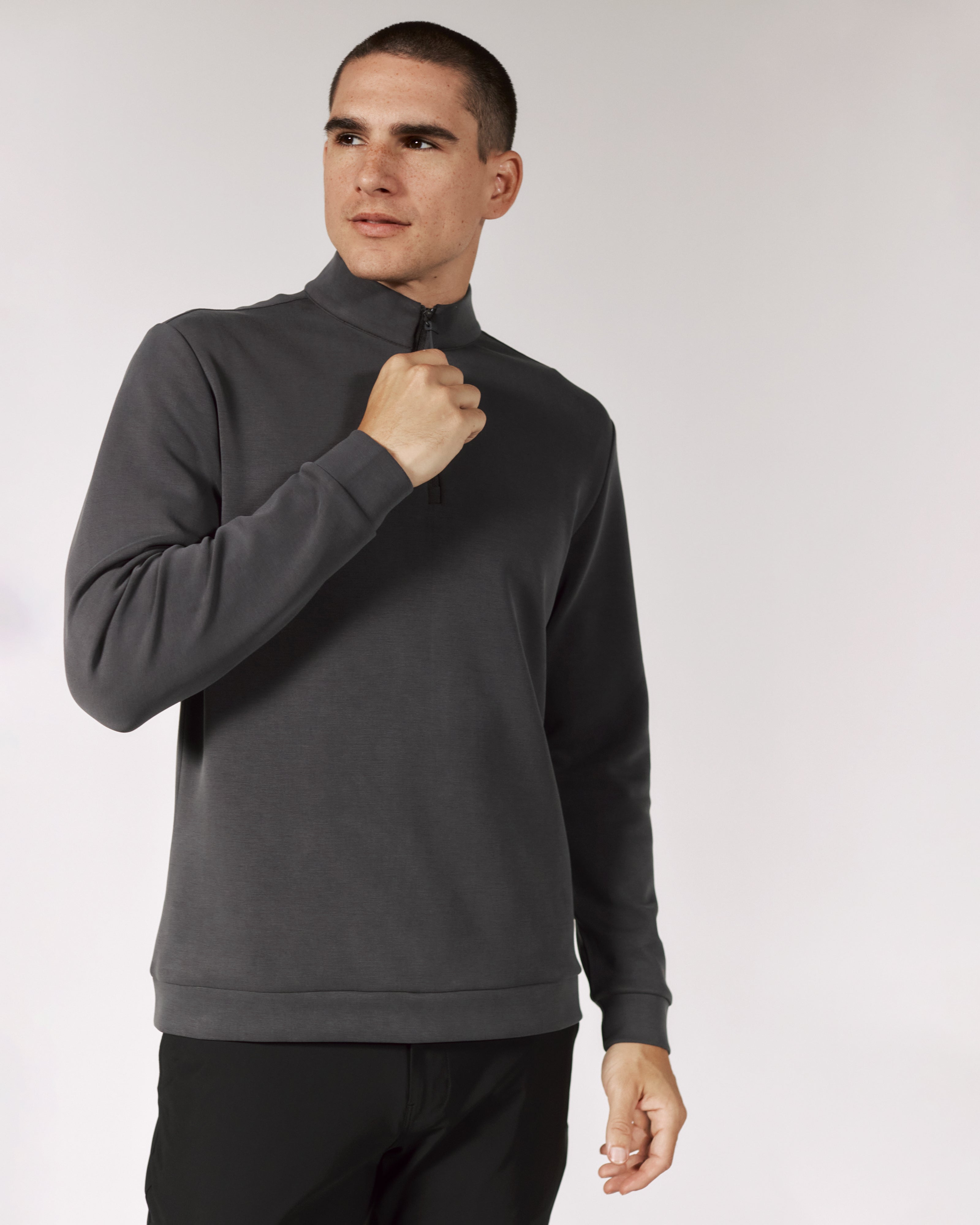 Rev 1/4 Zip Modal Sweater Anthracite