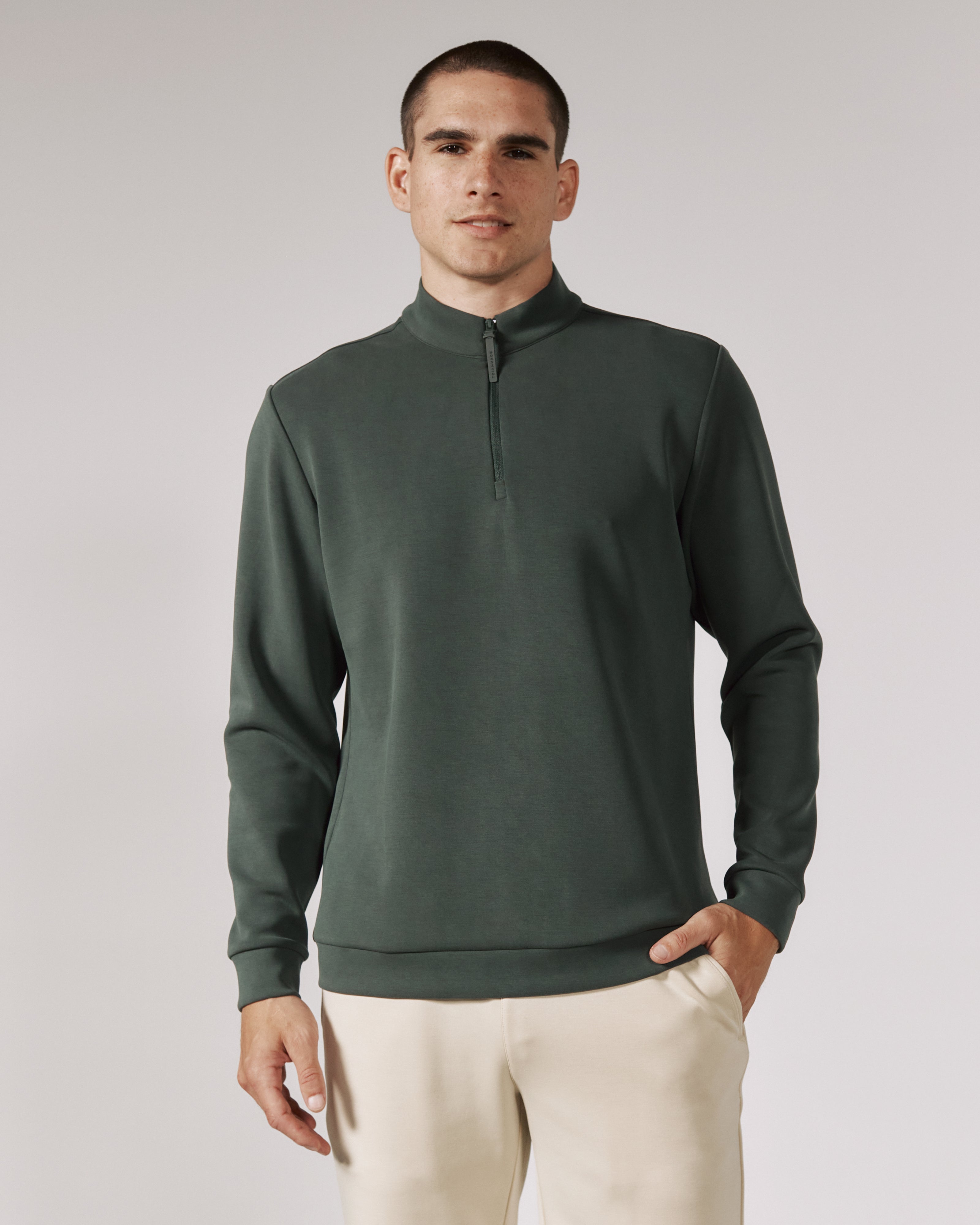 Rev 1/4 Zip Modal Sweater Basil