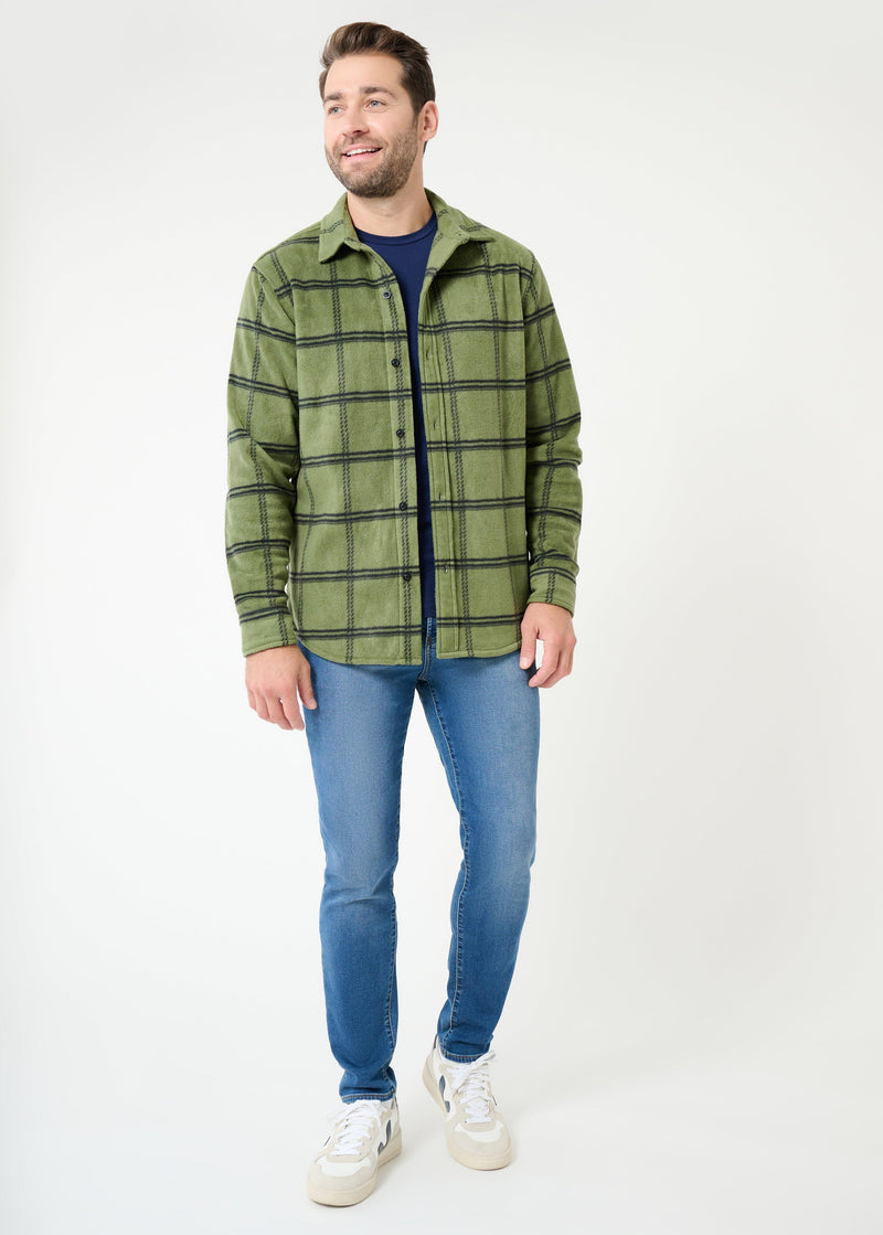 Sunday Fleece Shirt Jacket Olive Check