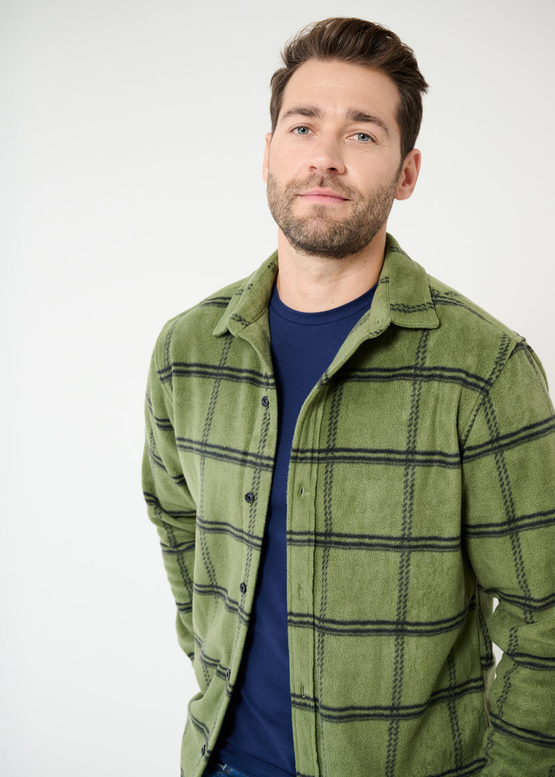 Sunday Fleece Shirt Jacket Olive Check