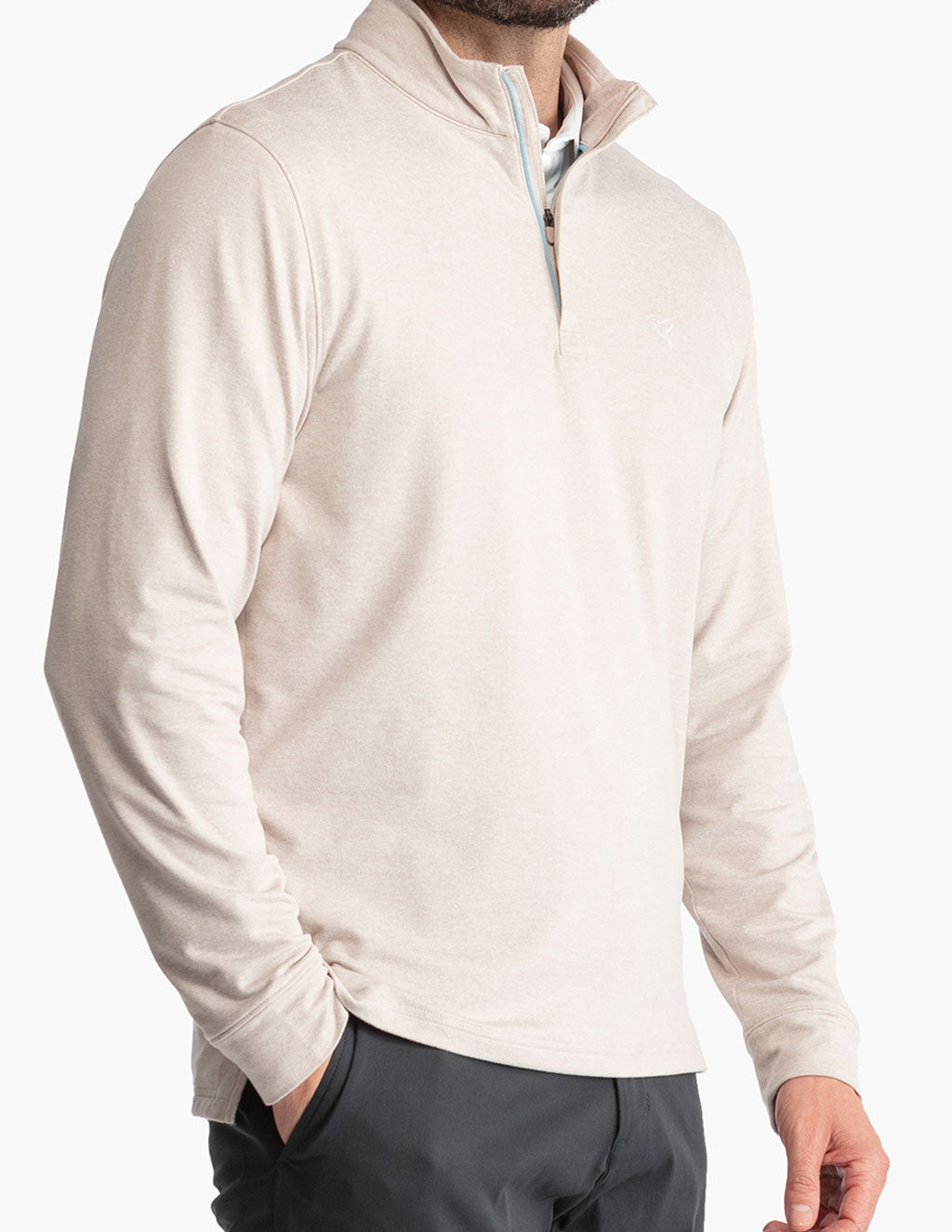 Grover Cincinatti Lined 1/4 Zip Ecru Heather