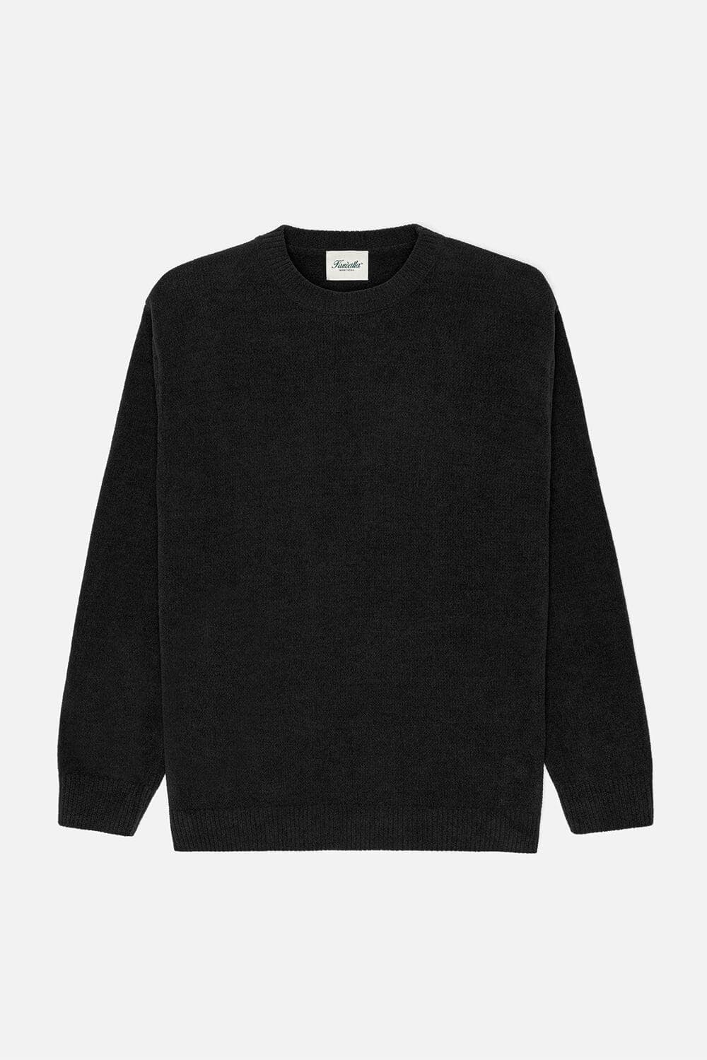 Textured Knit Crew in Black