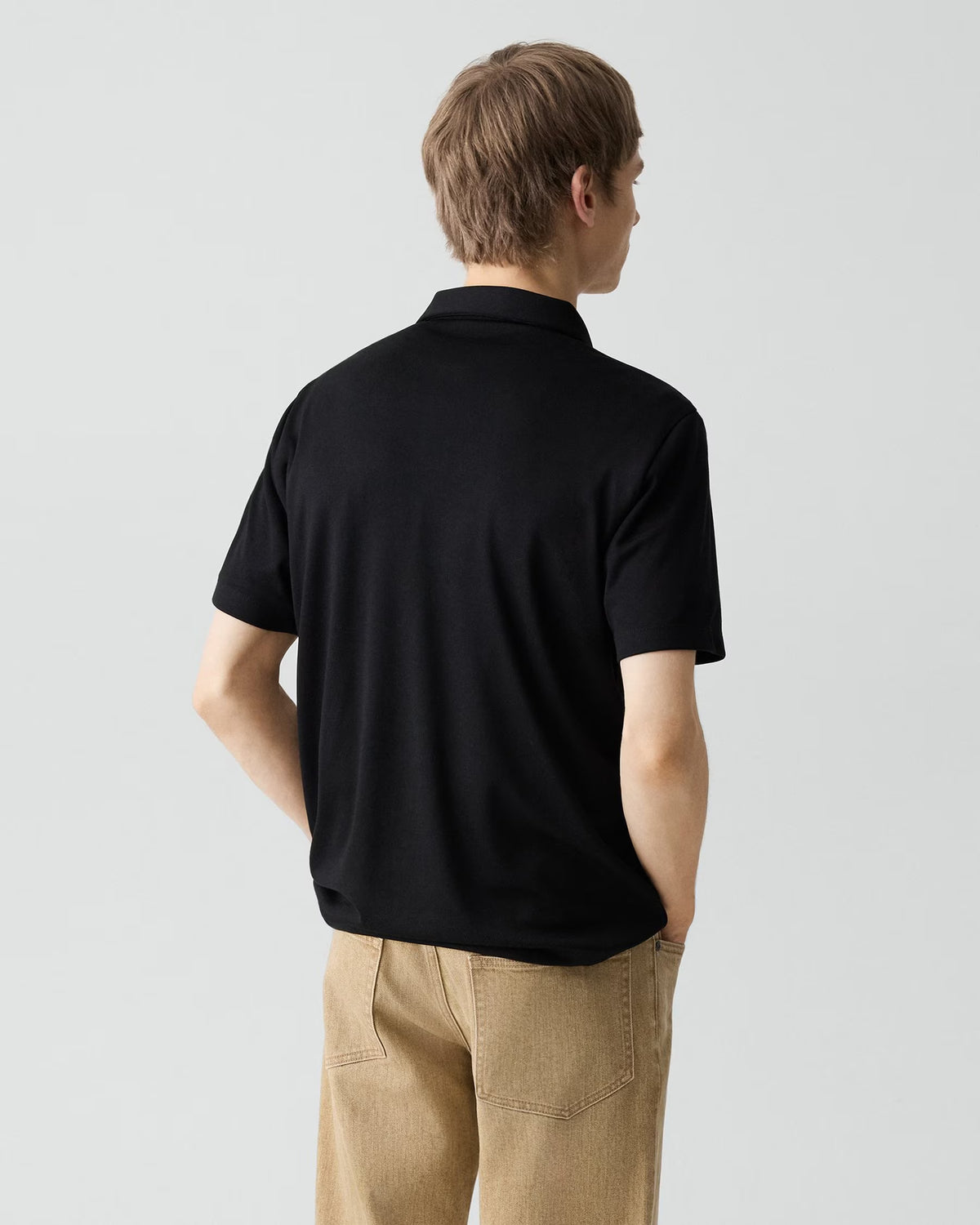 Bron Polo Shirt in Anemone Modal Jersey Black