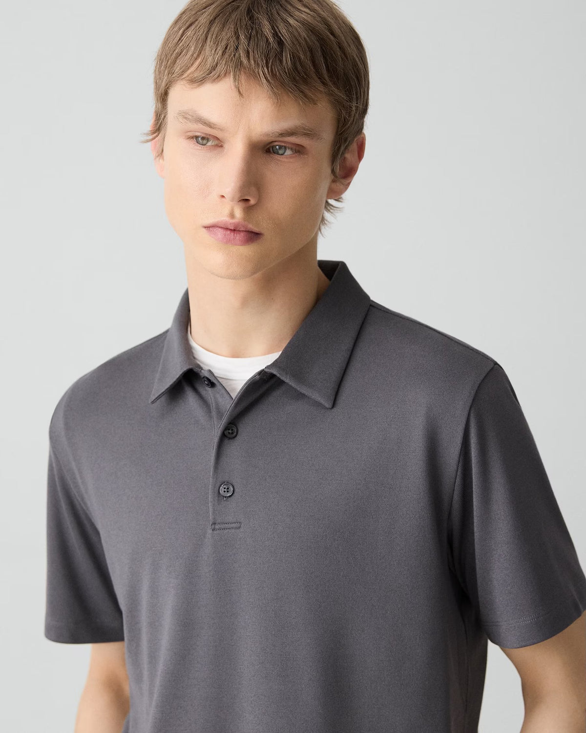 Bron Polo Shirt in Anemone Modal Jersey Carbon