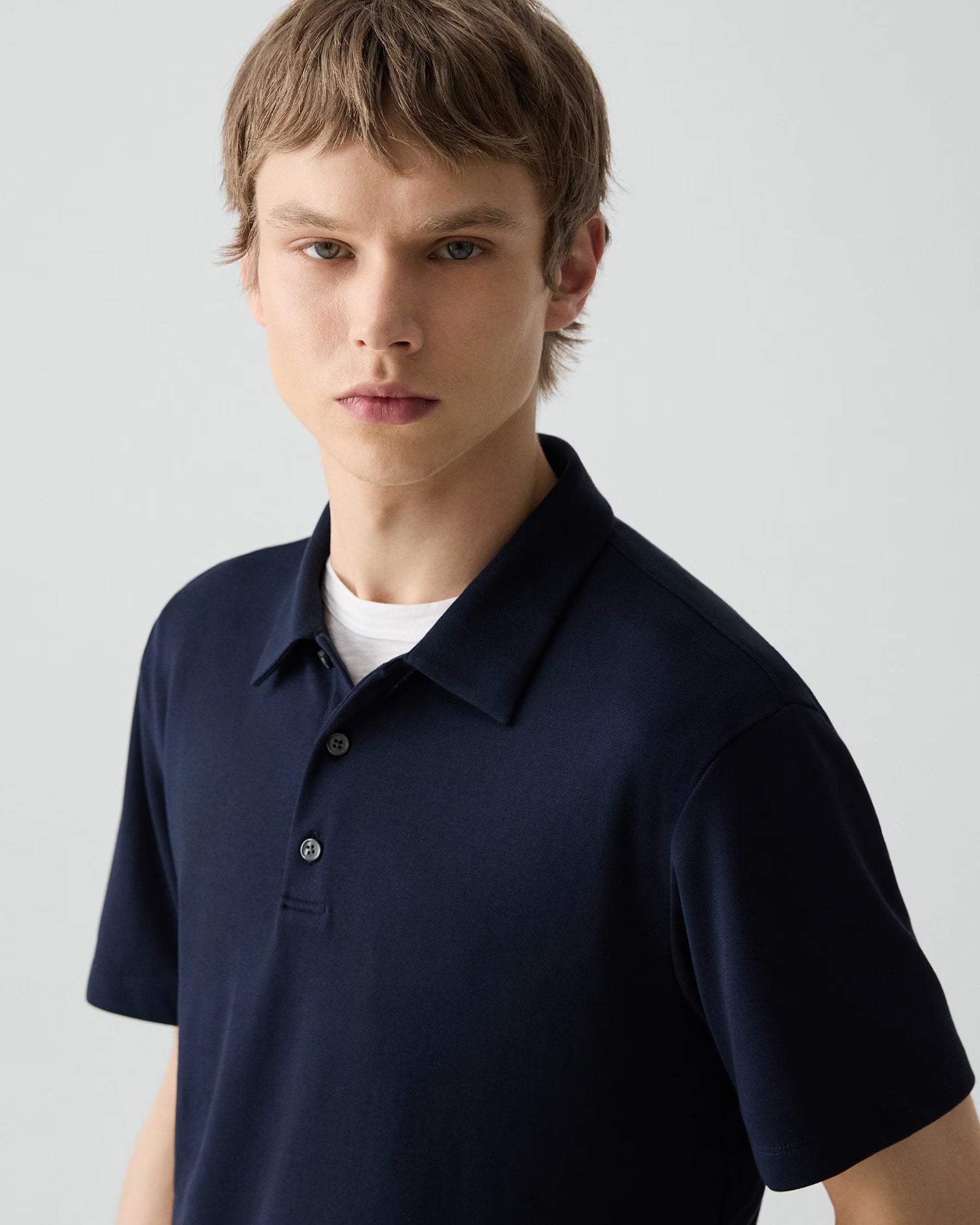 Bron Polo Shirt in Anemone Modal Jersey Baltic