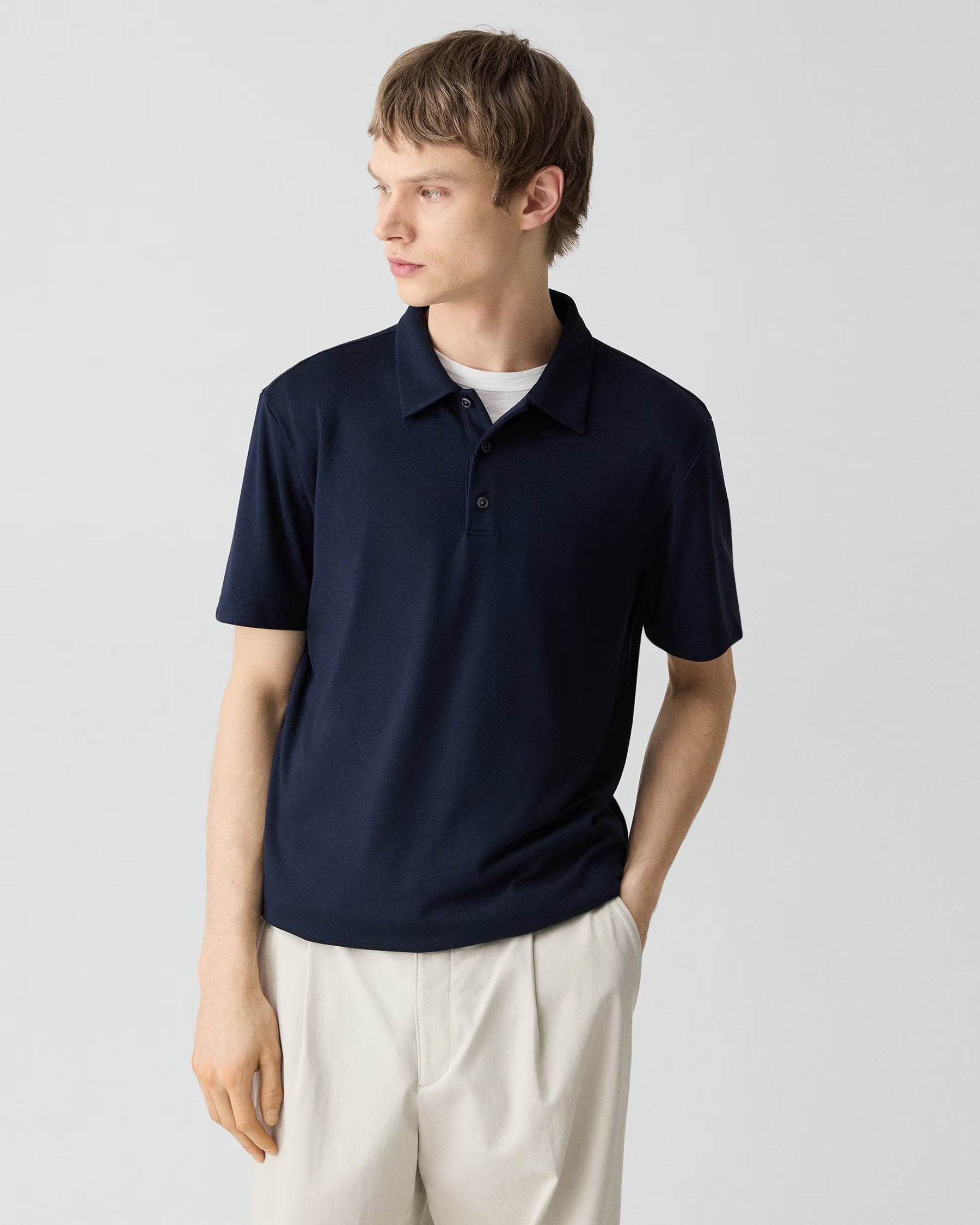 Bron Polo Shirt in Anemone Modal Jersey Baltic