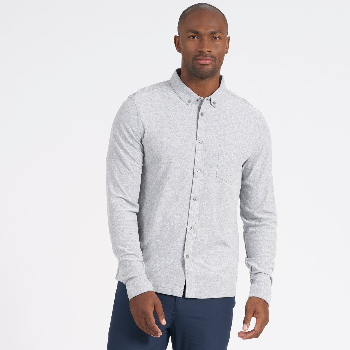 Long Sleeve Ace Button Down Light Grey