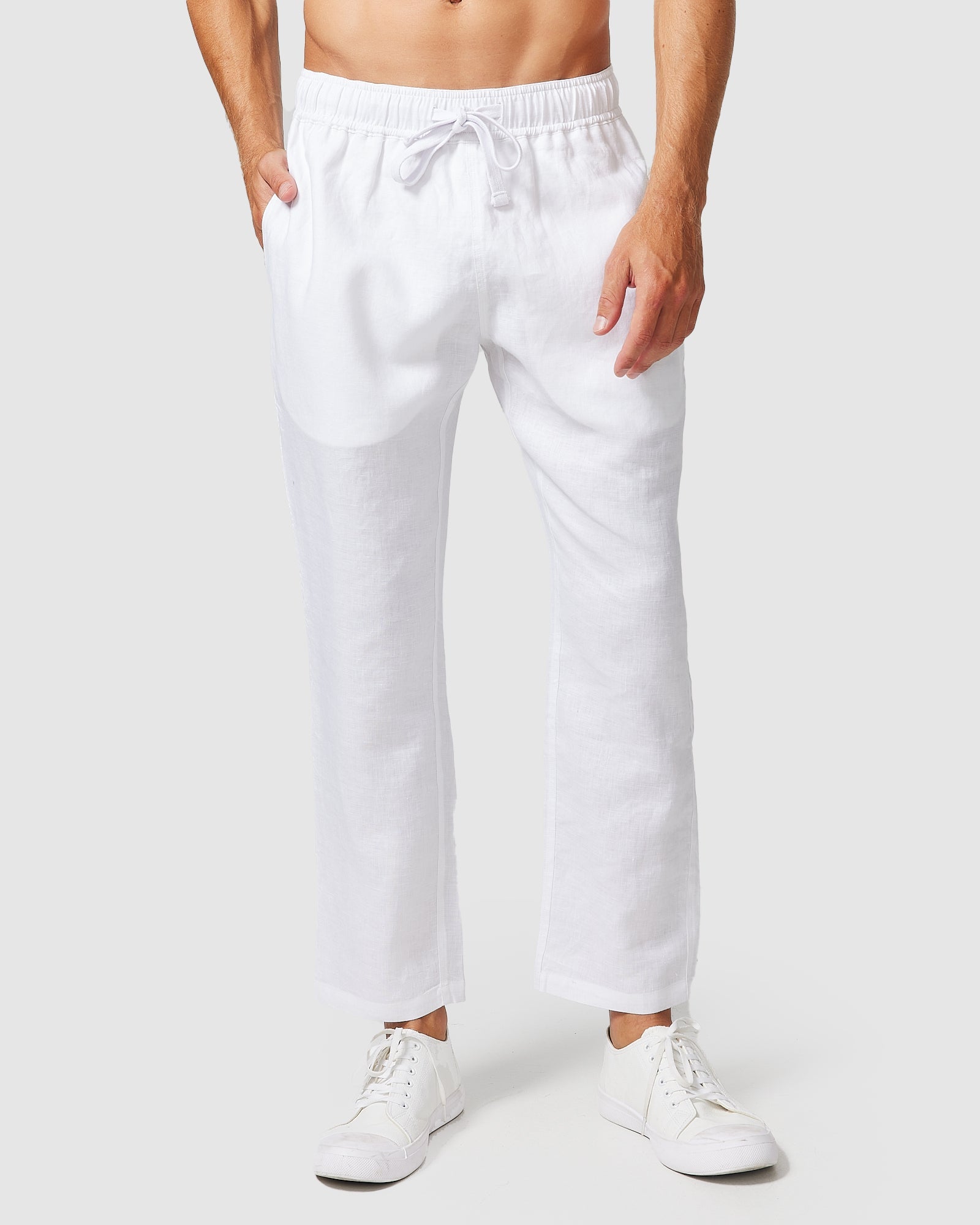 Solid Linen Pant White