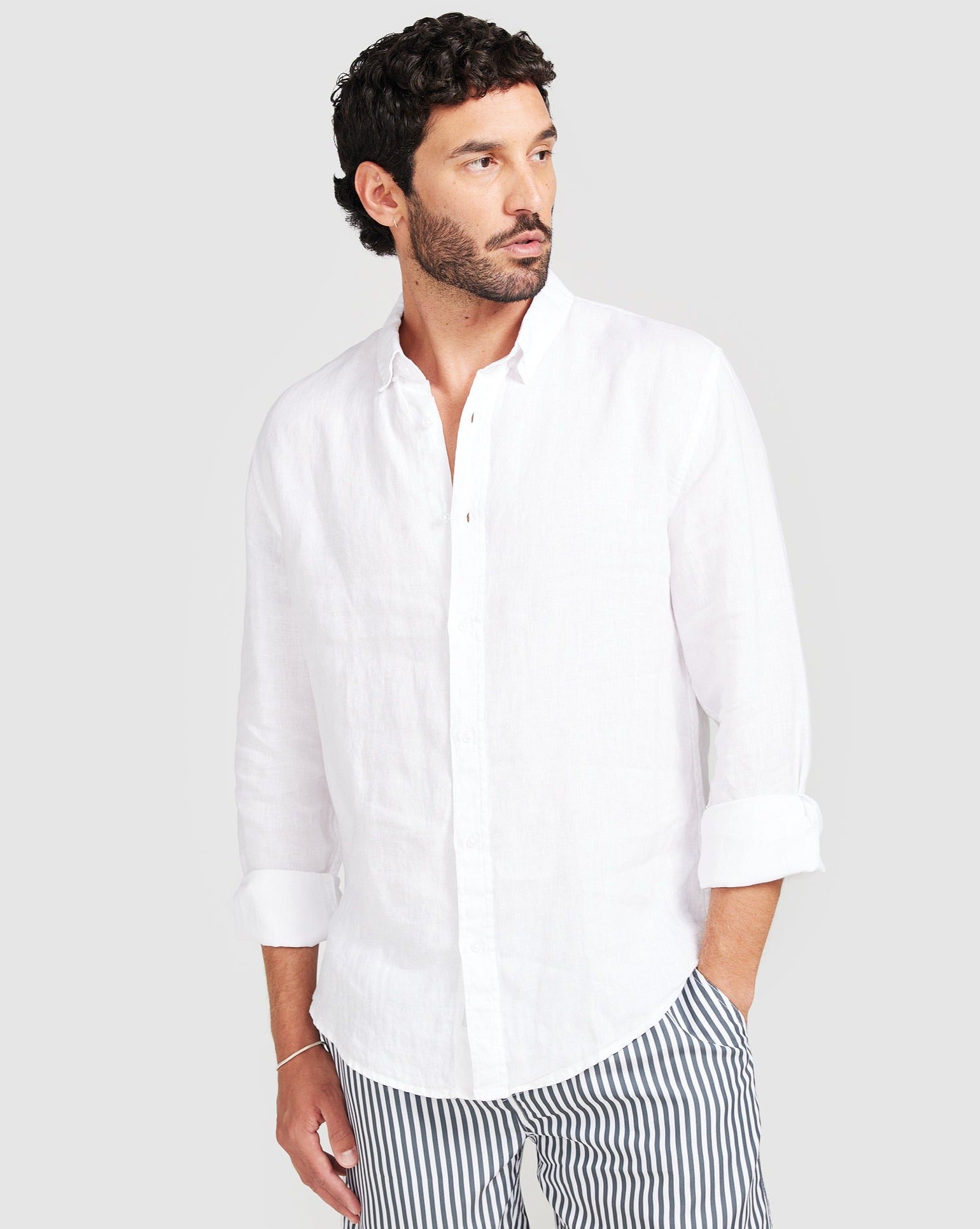 Solid Linen Shirt White