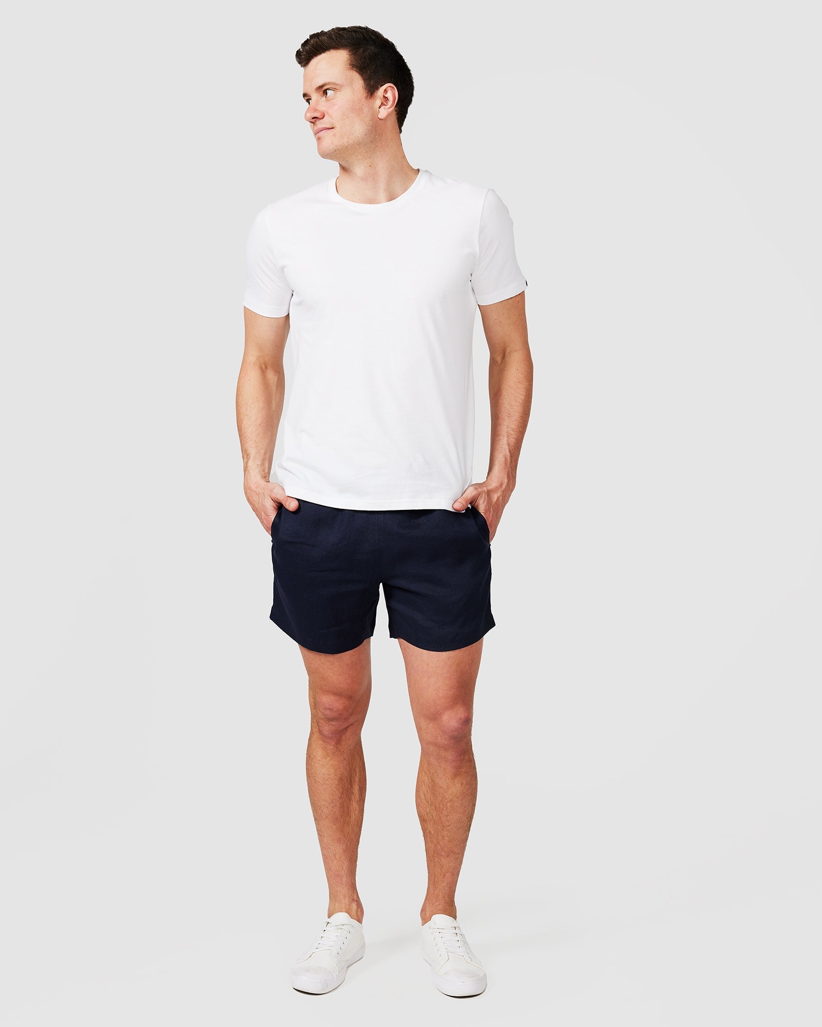 Solid Linen Short Navy