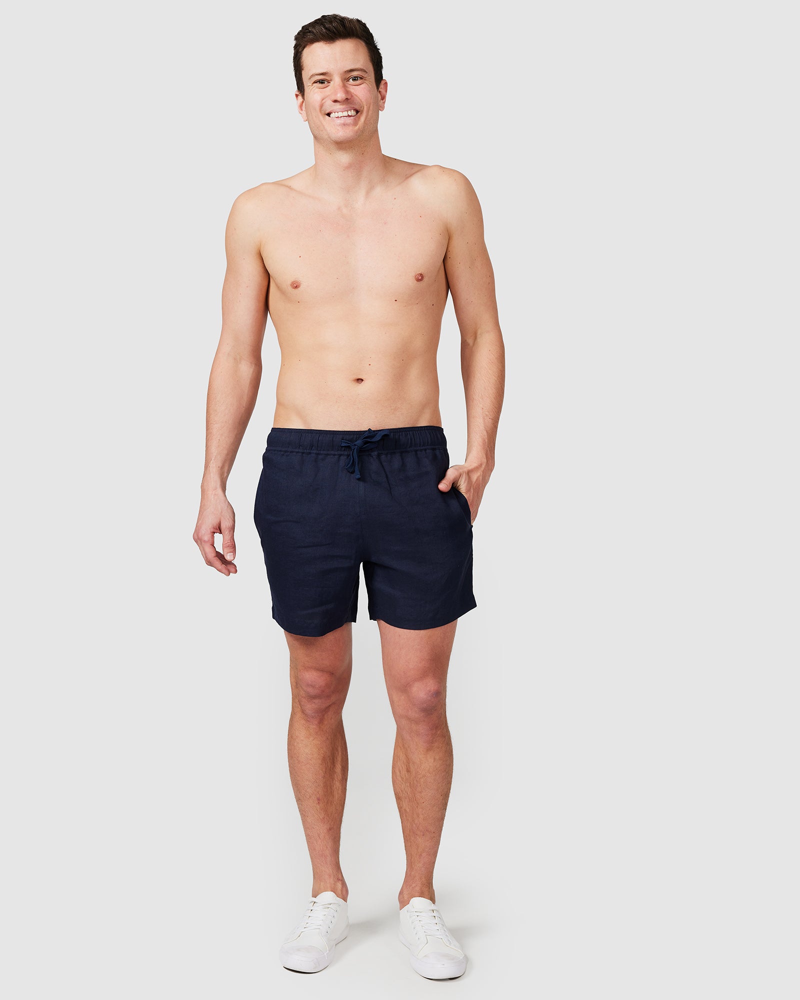 Solid Linen Short Navy