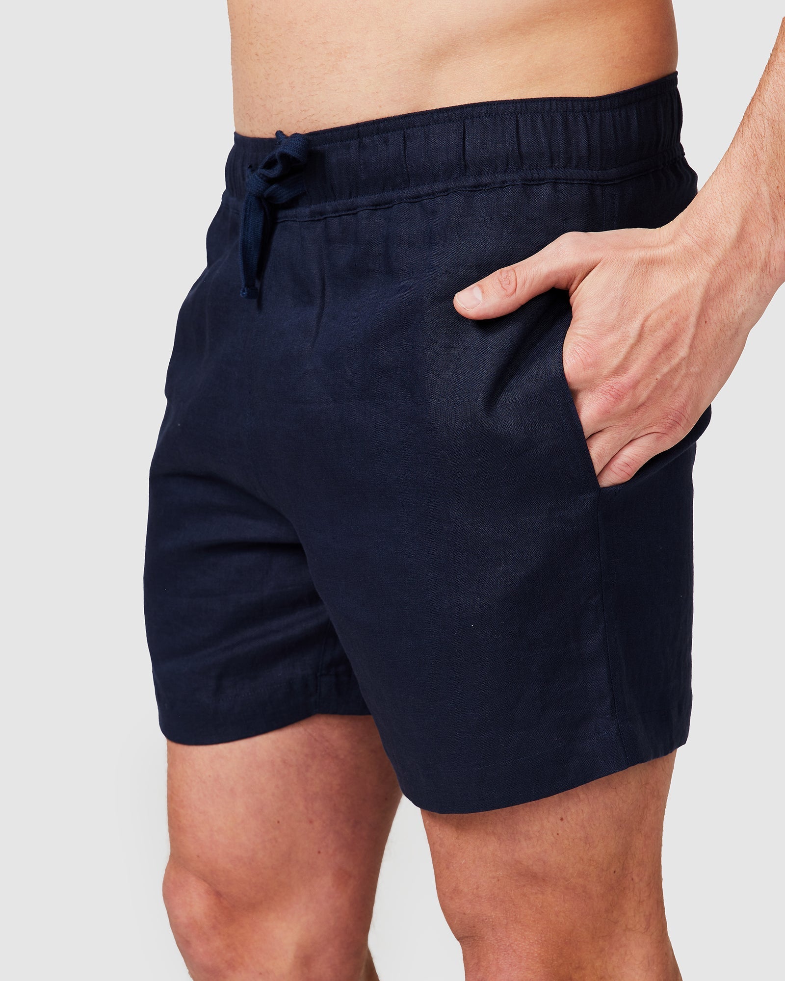 Solid Linen Short Navy