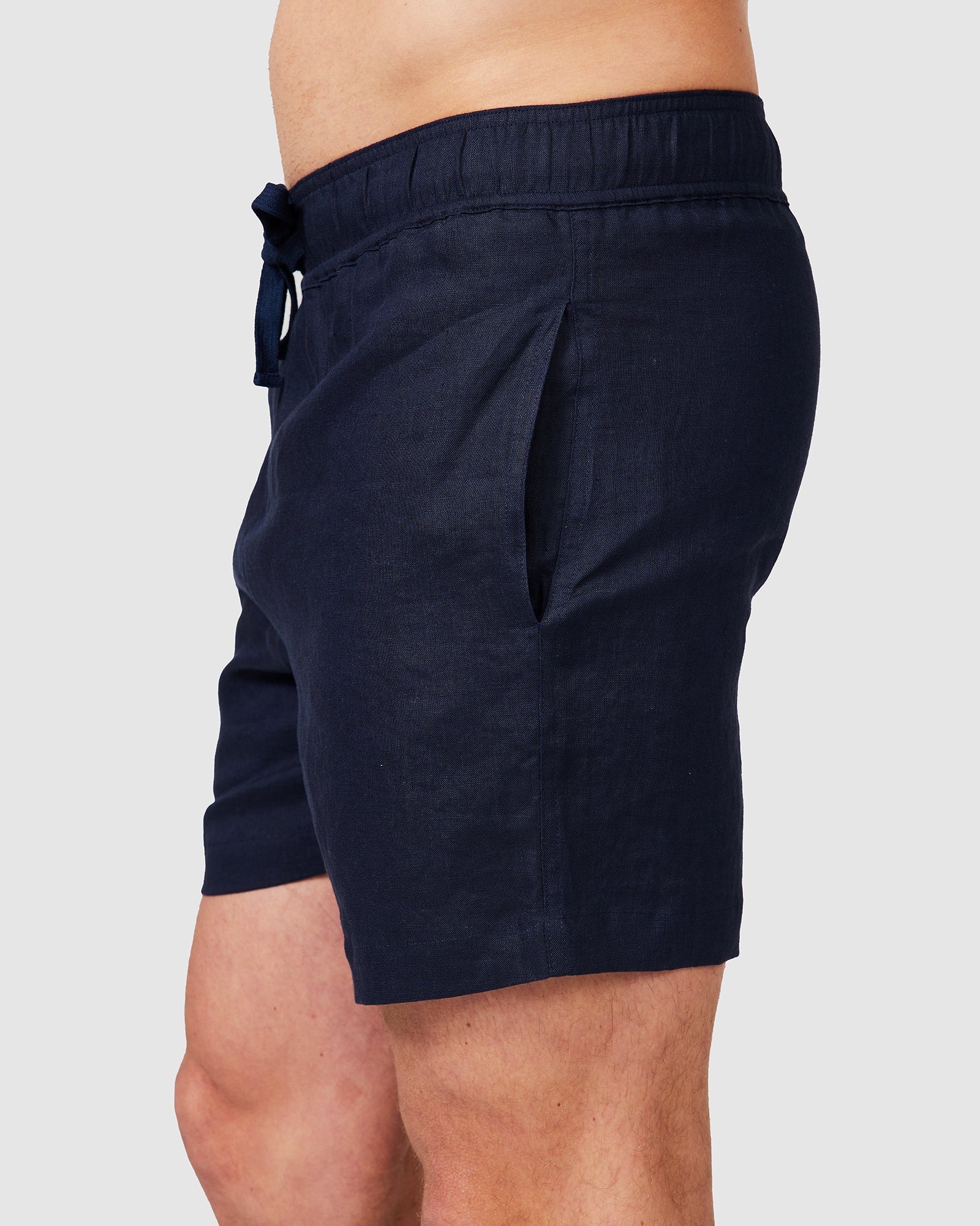 Solid Linen Short Navy