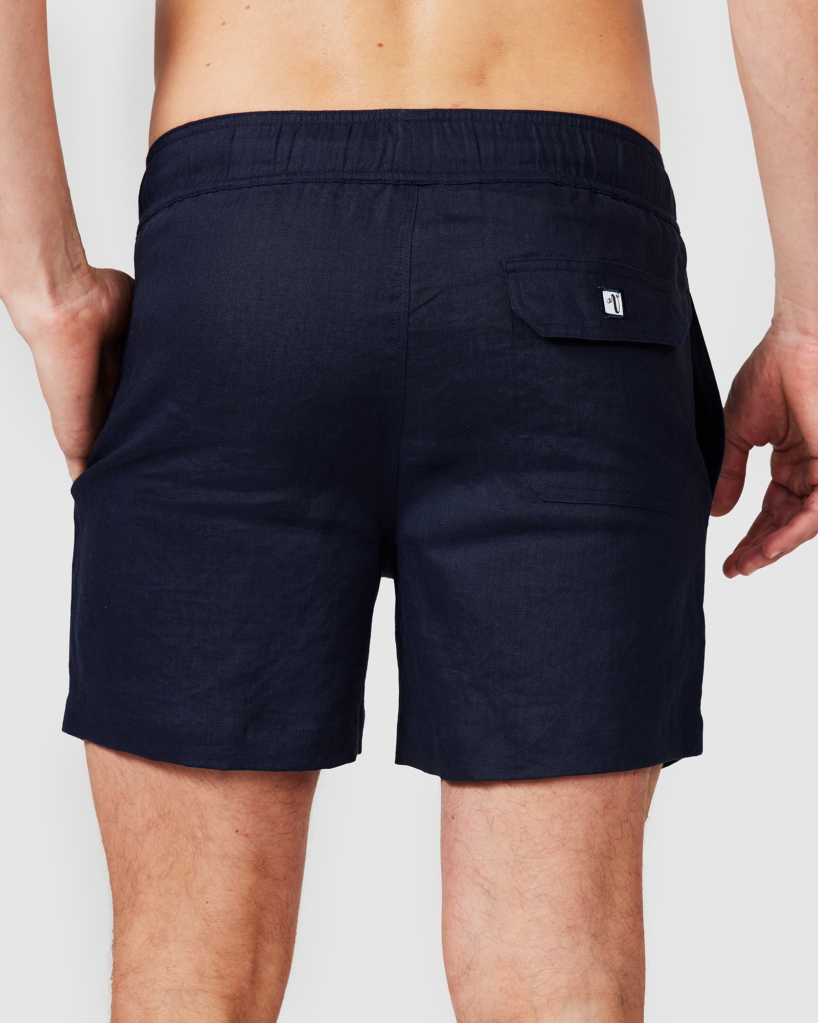 Solid Linen Short Navy