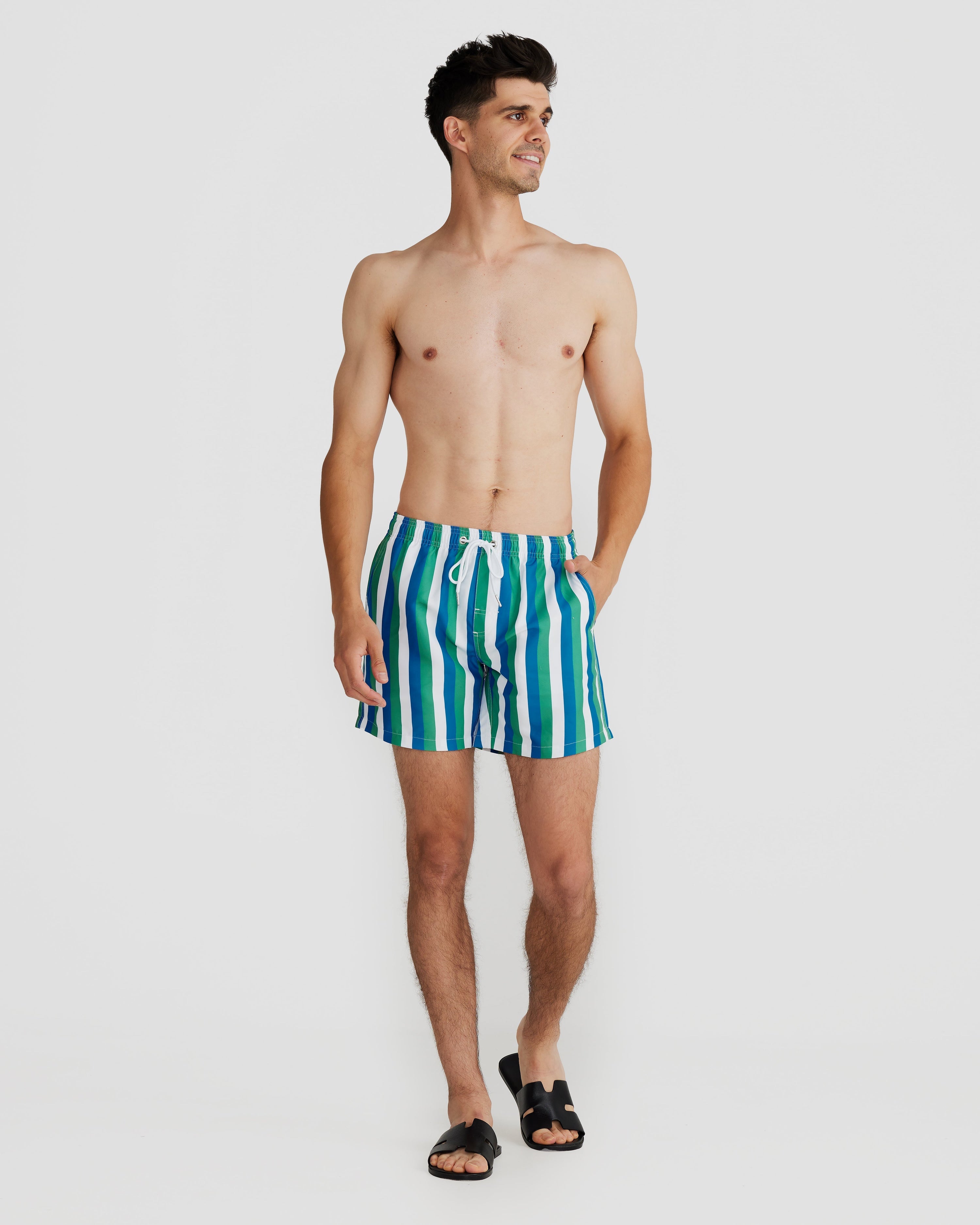 Toronto Swim Short Blue/Green Multi Stripe