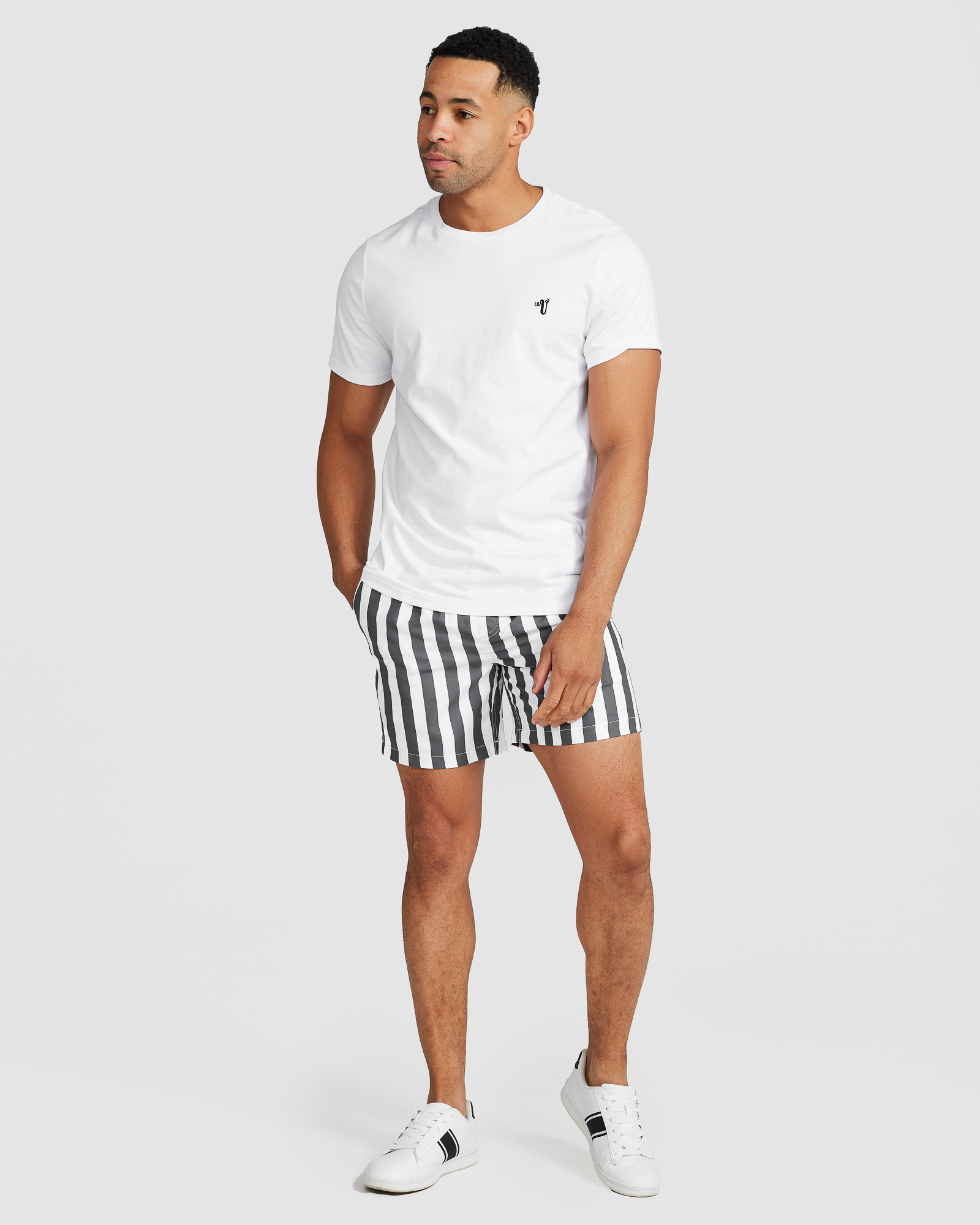 St. Barth Swim Short Black Wide Stripe