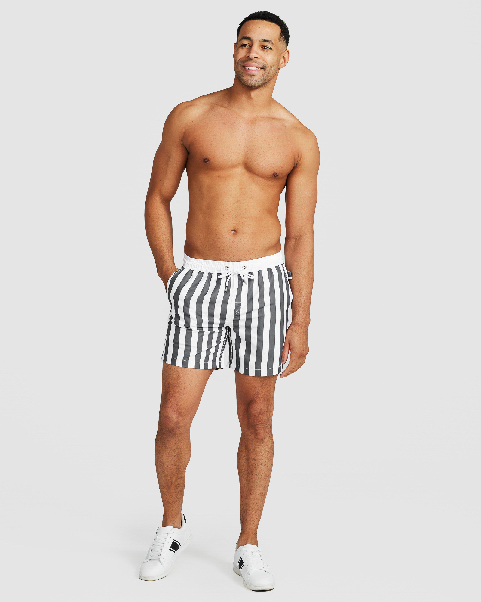 St. Barth Swim Short Black Wide Stripe