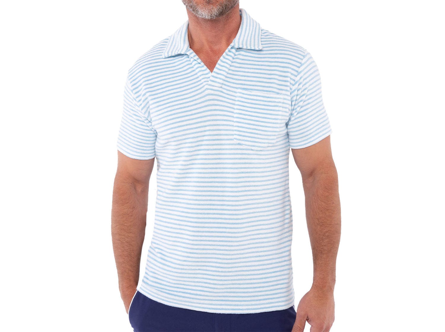 Terrycloth Polo Dean Stripe - White