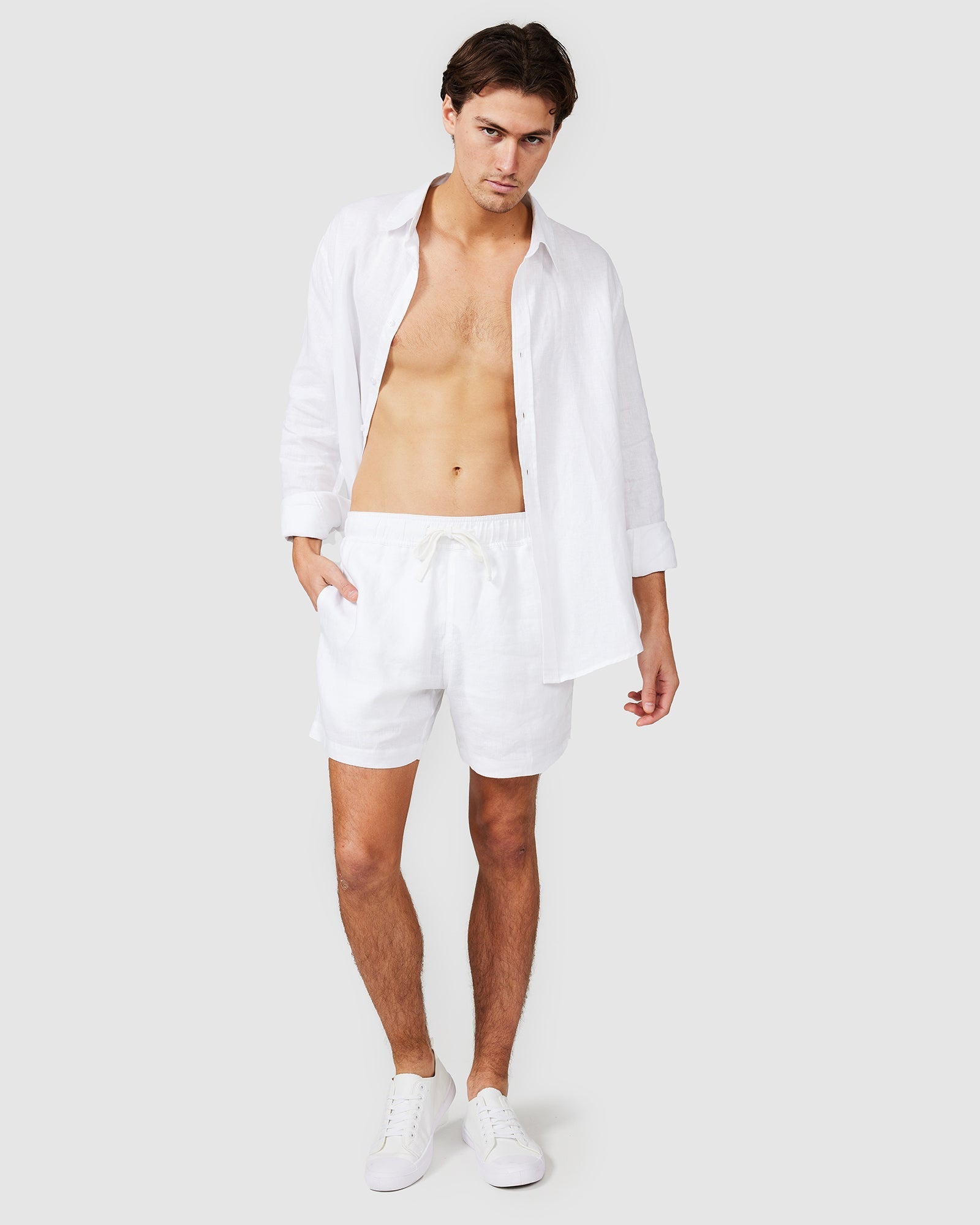 Solid Linen Short White