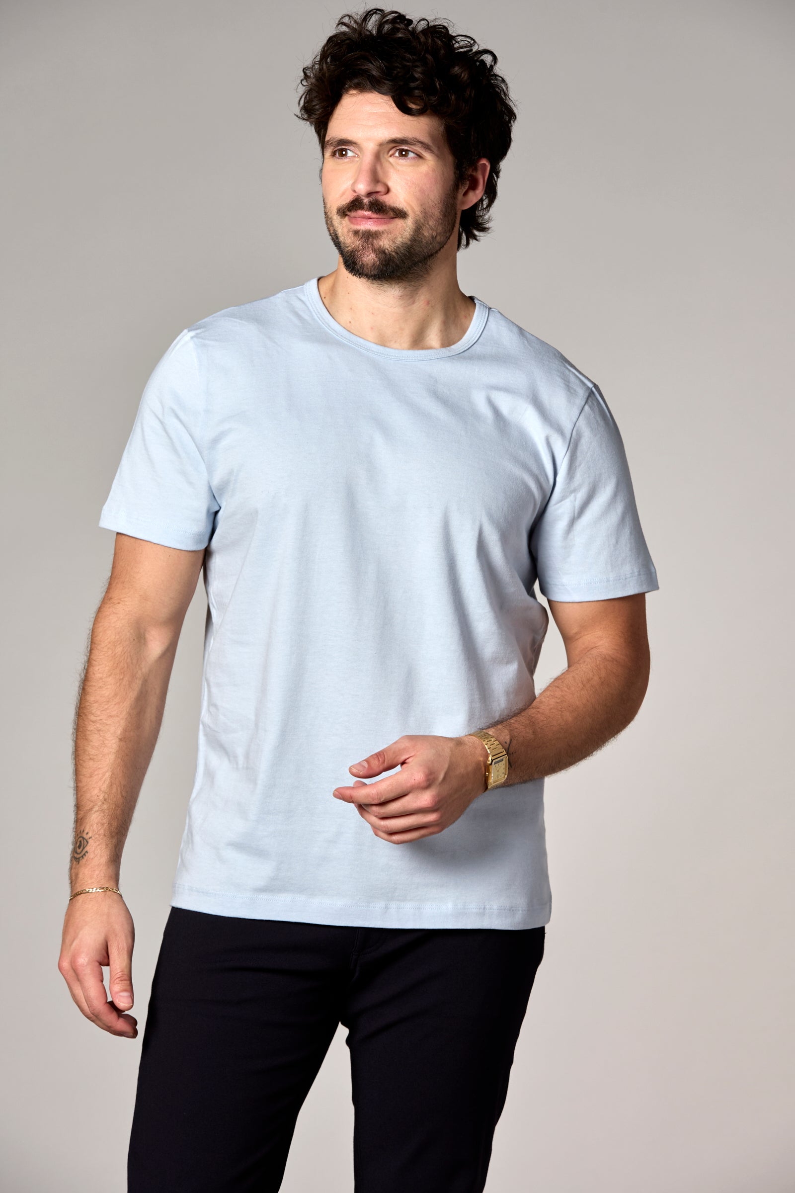 The Rick Crewneck Tee Light Blue
