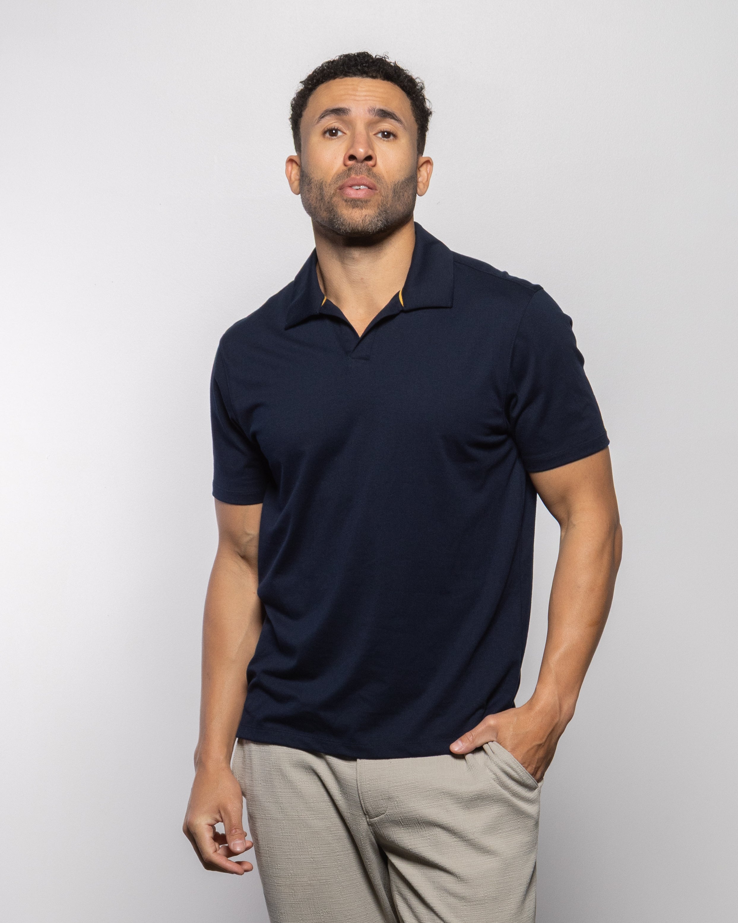 Daily Johnny Short Sleeve Polo Indigo Night