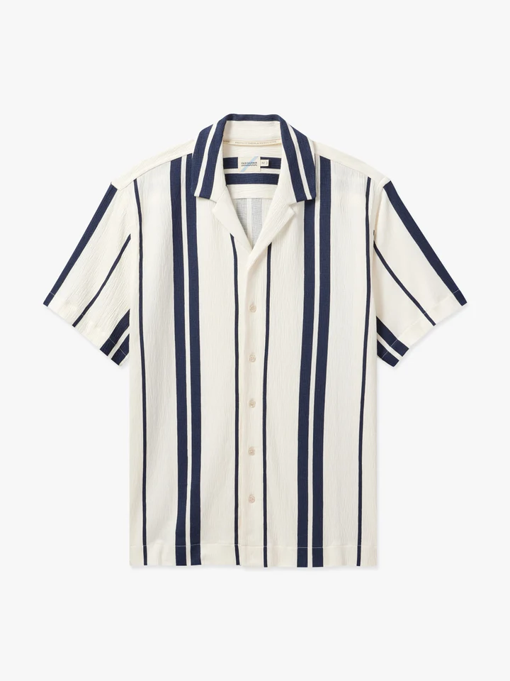 Babylon Camp Shirt Navy Beach Stripe