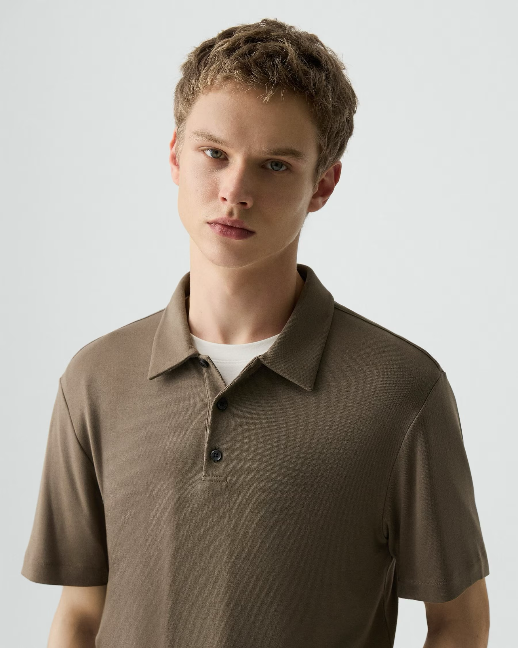 Bron Polo Shirt in Anemone Modal Jersey Morel