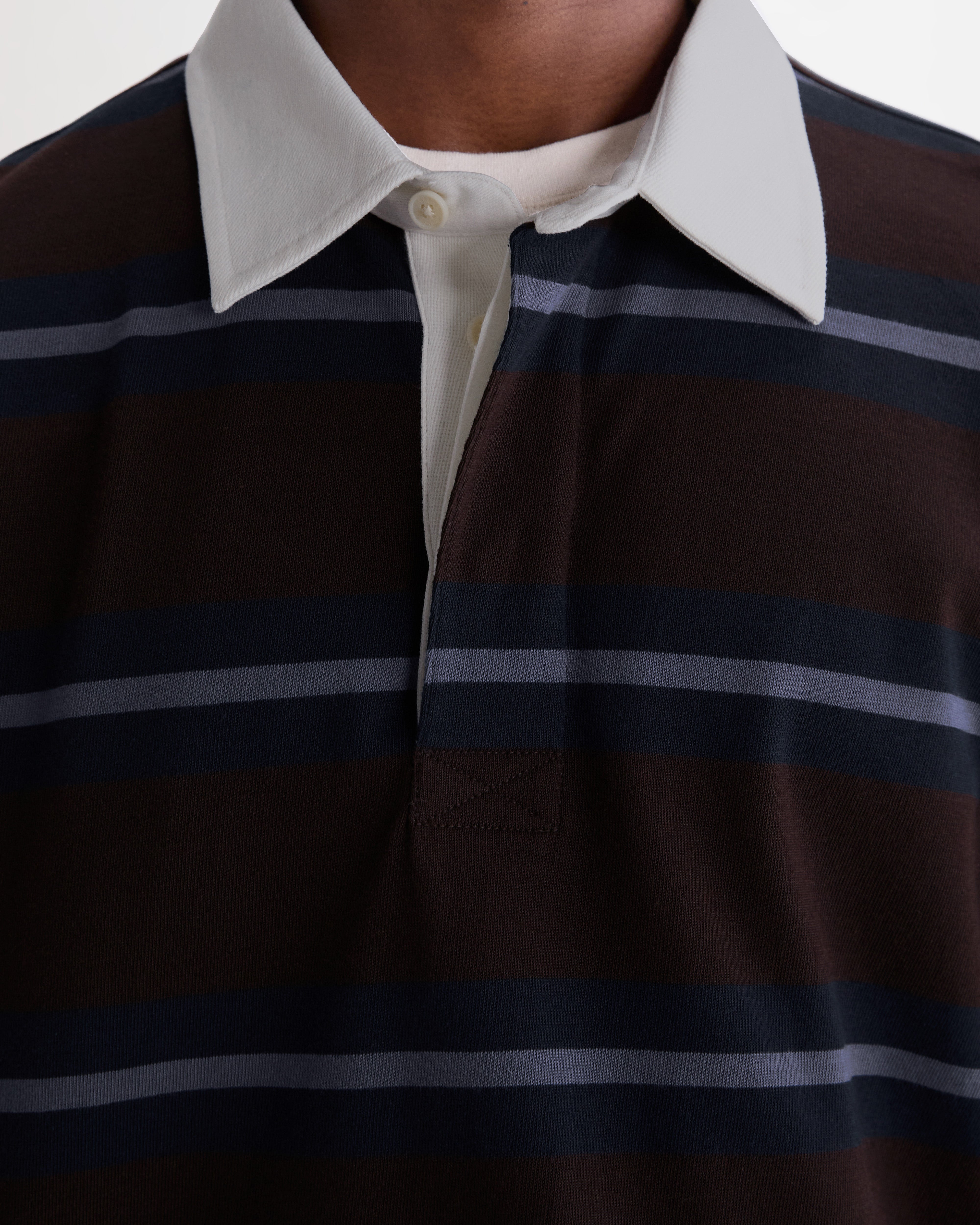 Rowhill Rugby in Mirror Stripe Brown/Blue