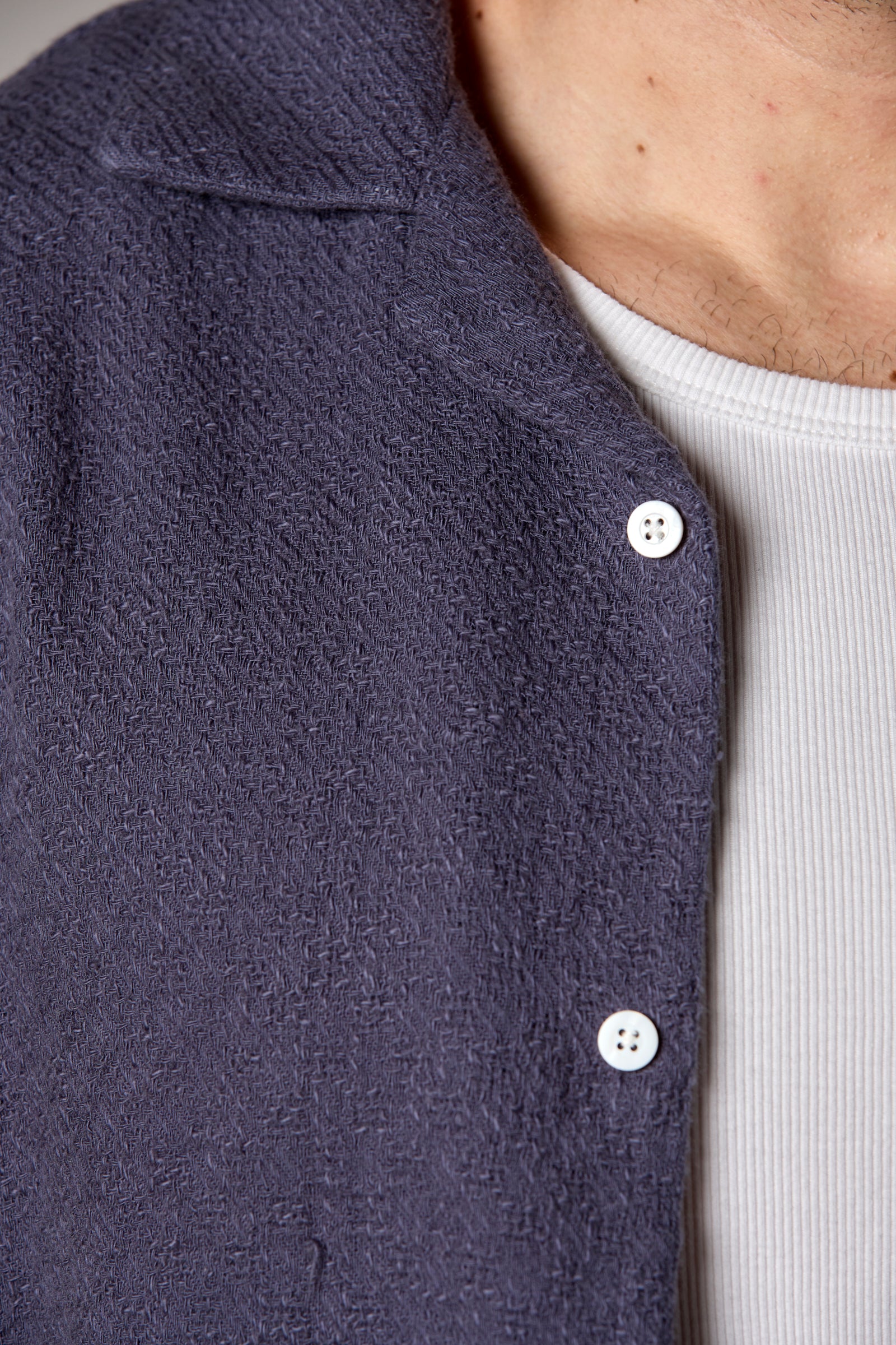 Bahamas S/S Garment Dyed Cotton/Linen Camp Shirt Navy