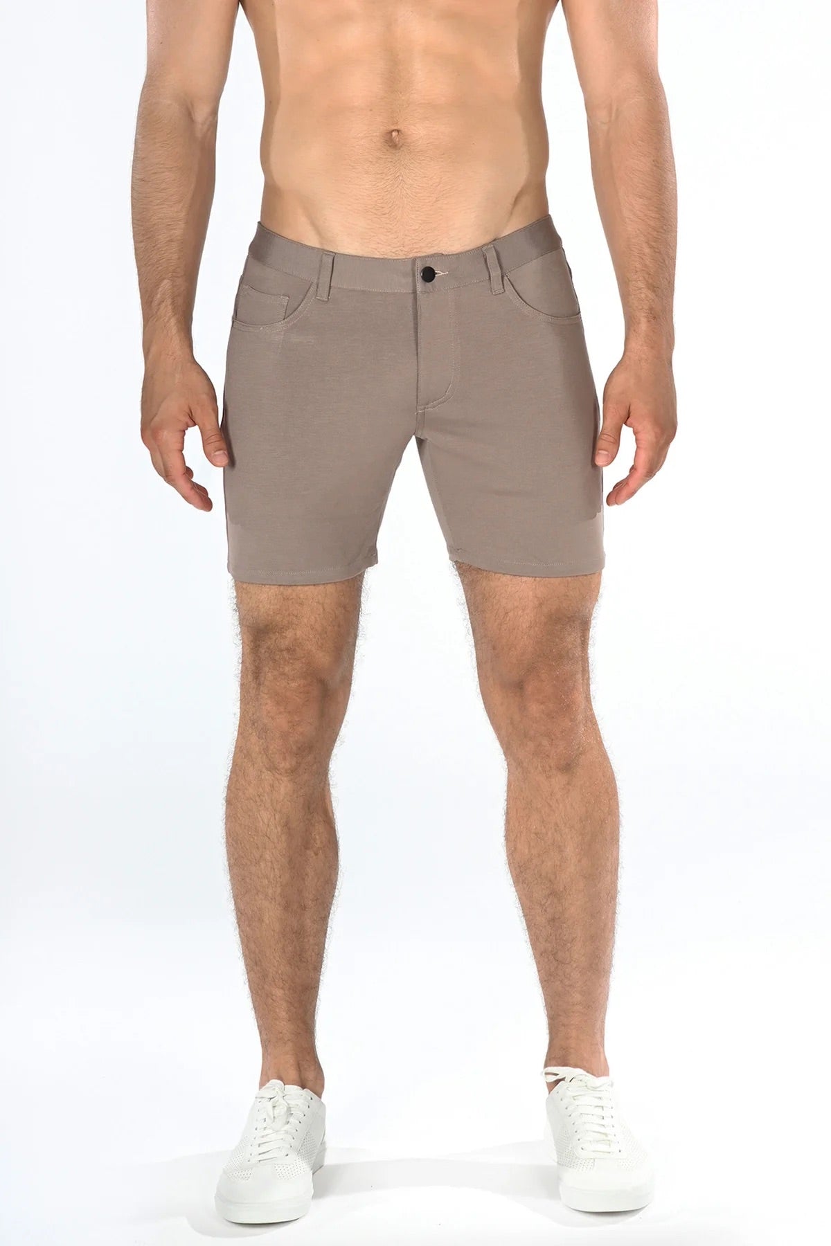 5" Solid Stretch Knit Shorts Dark Khaki