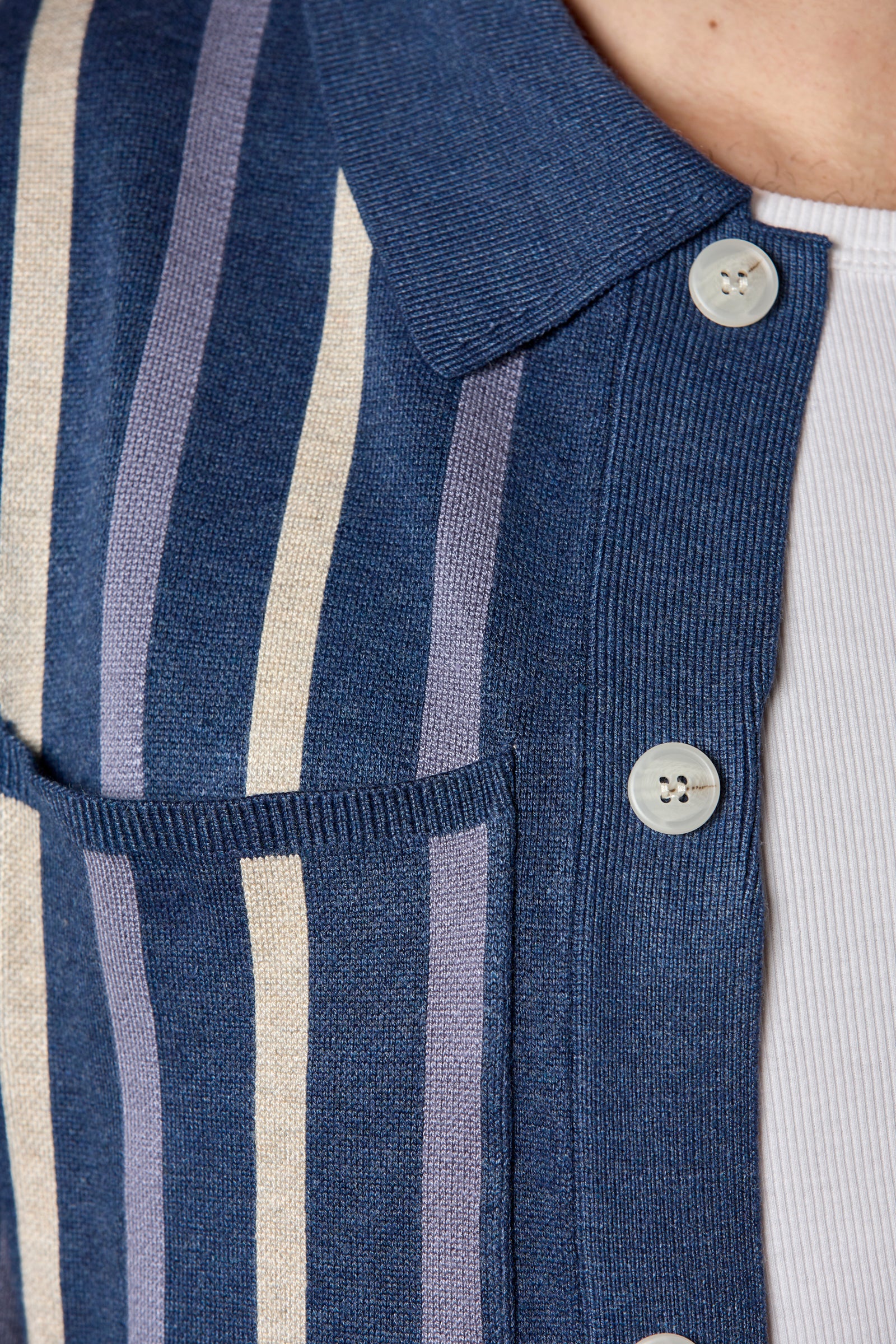 Striped Knit Shirt Navy Multi