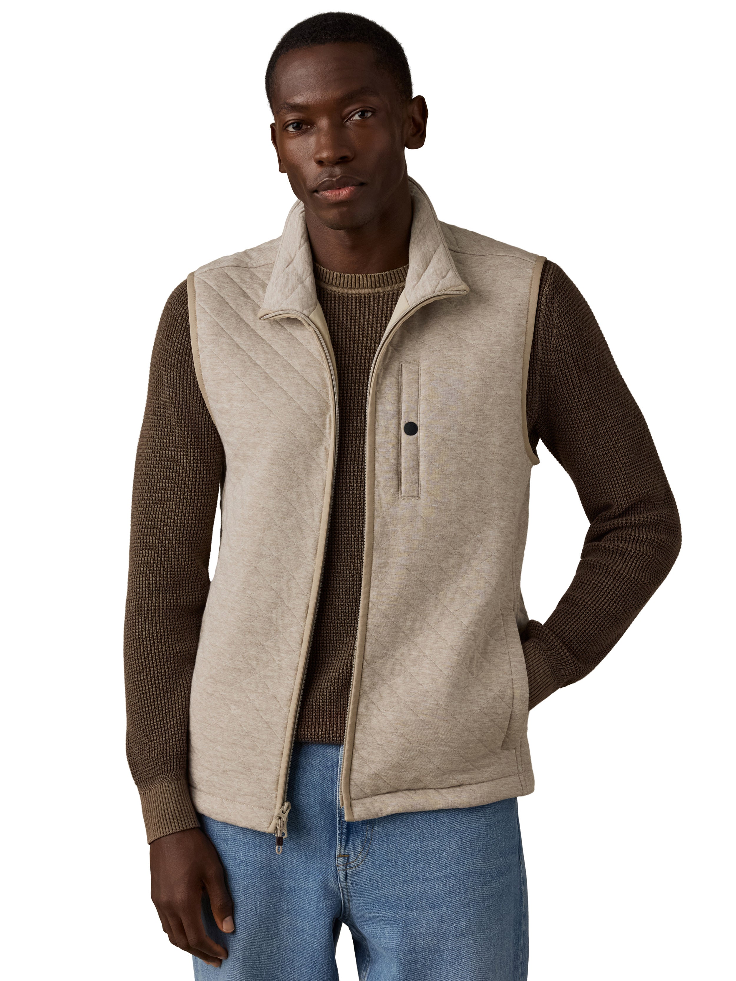 Epic Quilted Fleece Vest Oatmeal Melange