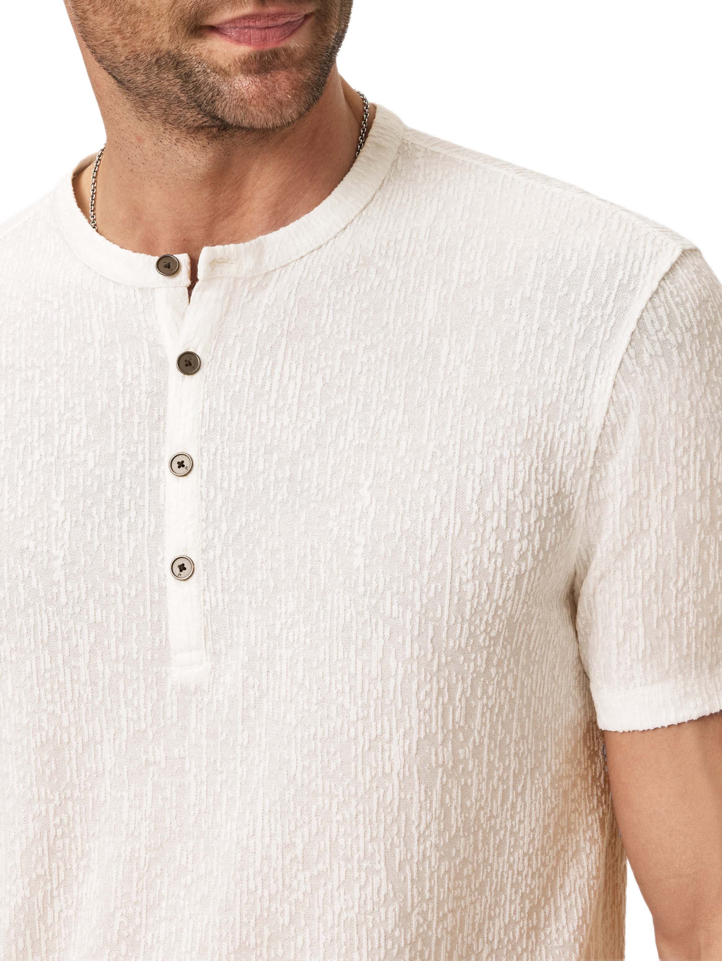 Egon Textured Short Sleeve Henley White