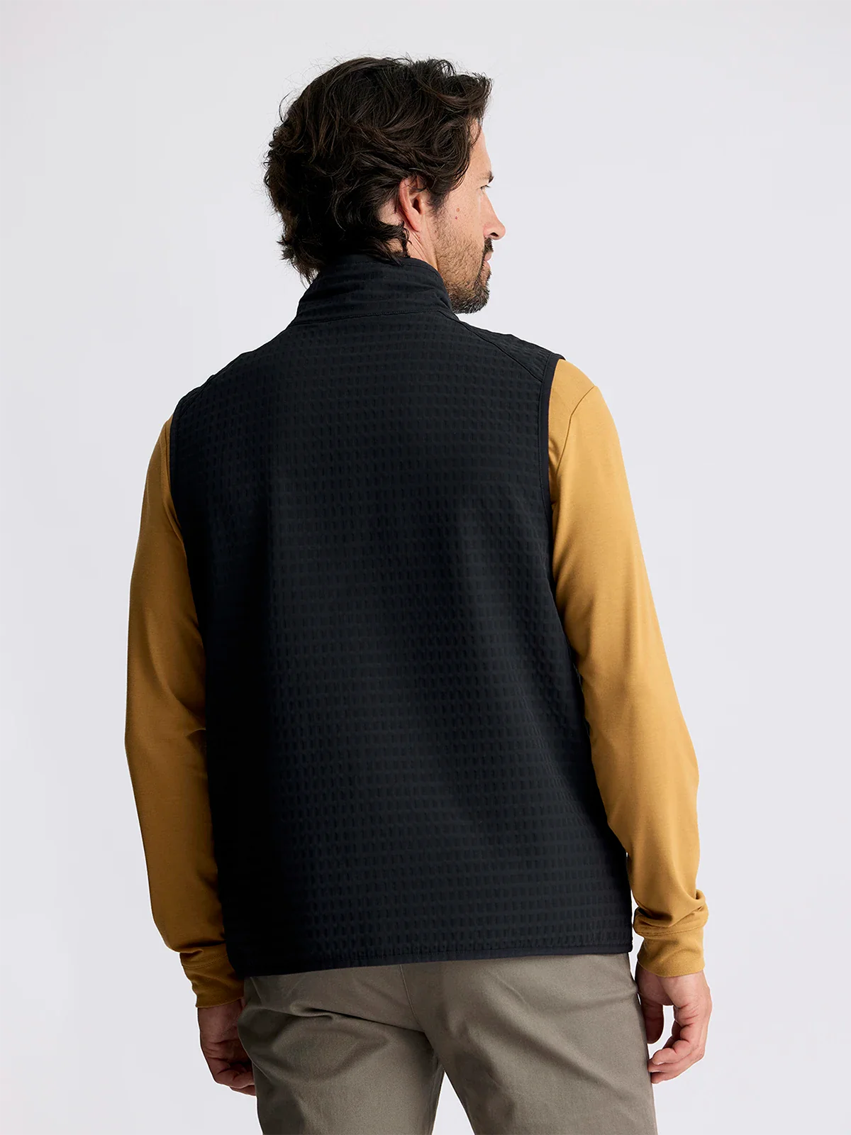 Gridback Fleece Vest in Black