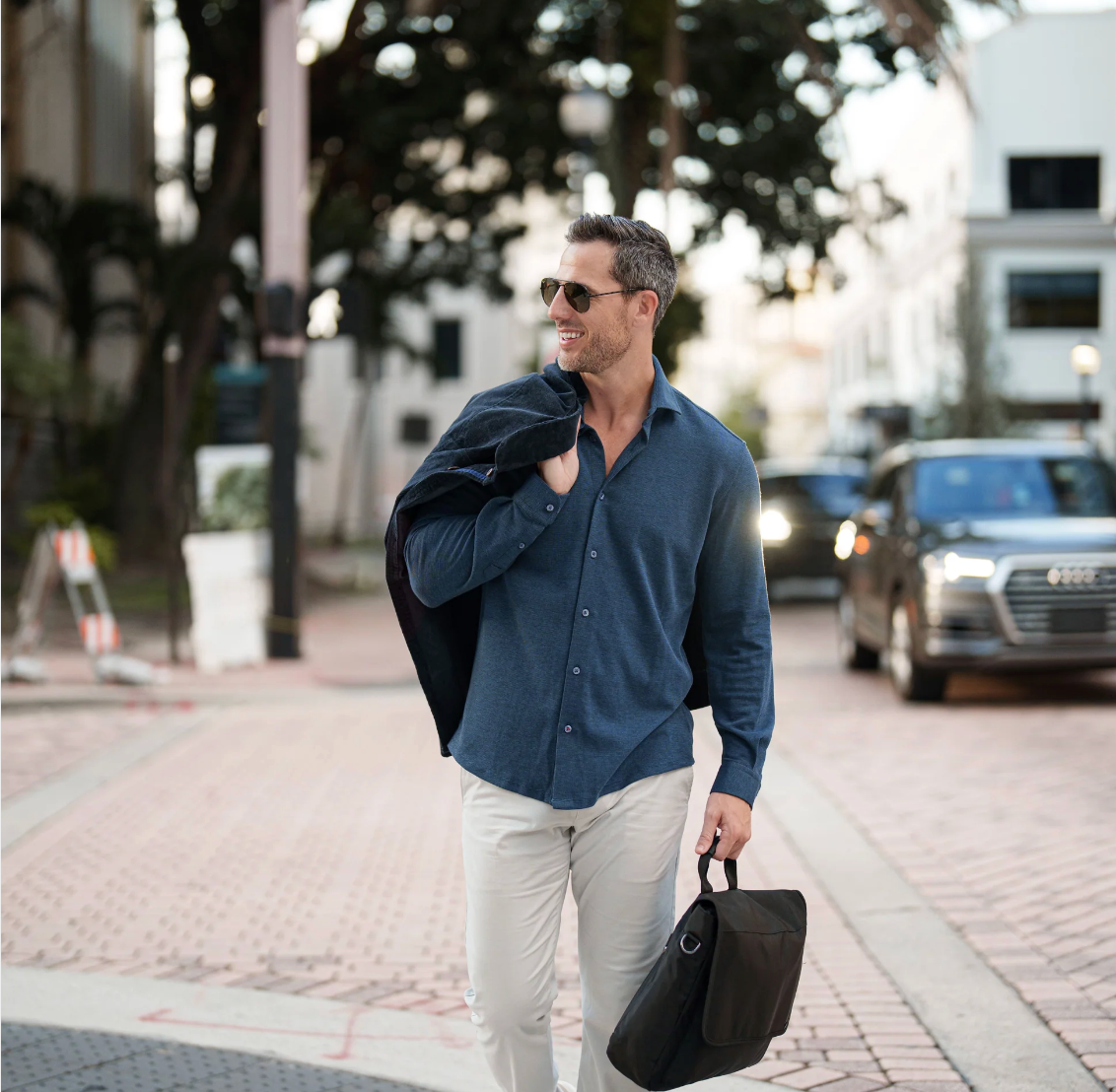 Tech Pique Shirt Navy