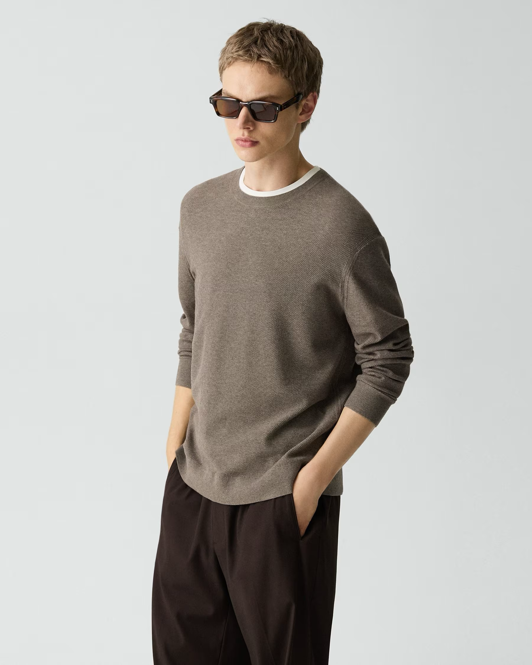 Riland Crewneck Sweater in Light Bilen Morel Melange