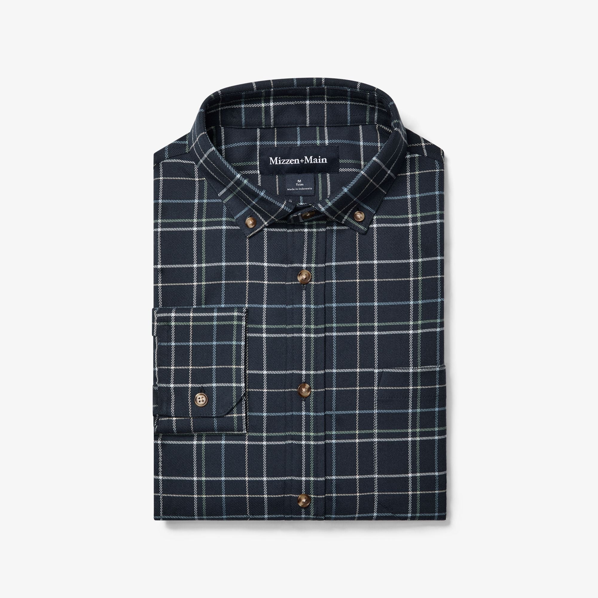 City Flannel Twill in Navy Andrew Plaid